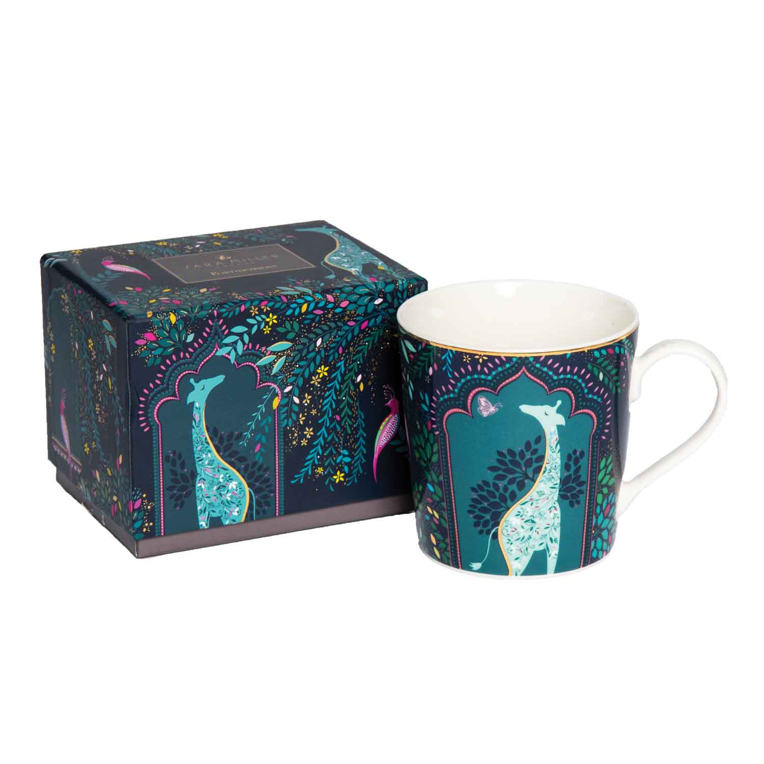 Sara Miller London Artisanne Noir Collection Mug - Giraffe's Courtyard - Midnight Blue 0.34L Single