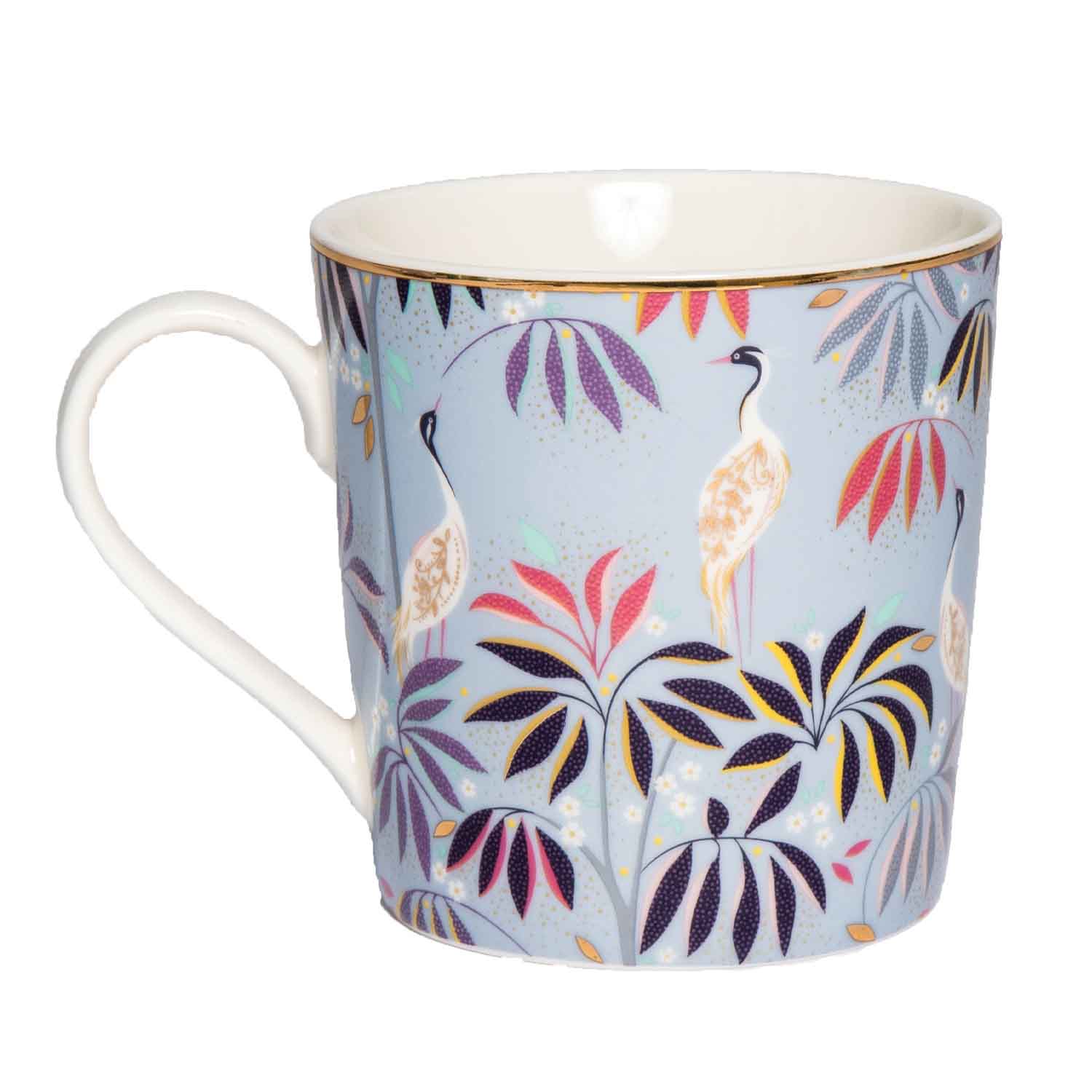 Sara Miller London Artisanne Noir Collection Mug - Crane Garden - Sky Blue 0.34L Single
