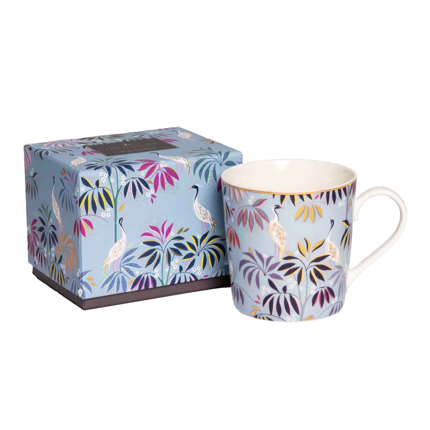 Sara Miller London Artisanne Noir Collection Mug - Crane Garden - Sky Blue 0.34L Single