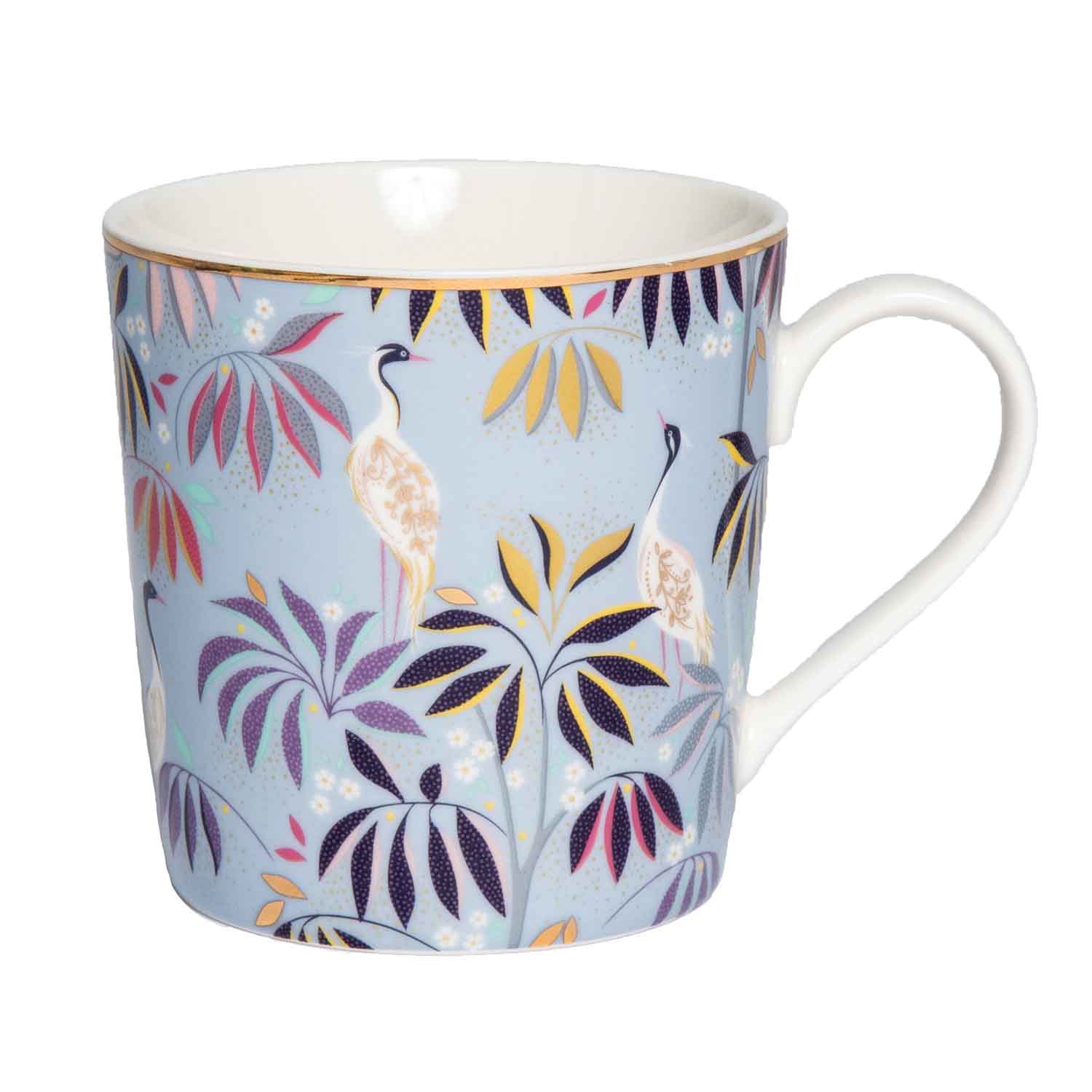 Sara Miller London Artisanne Noir Collection Mug - Crane Garden - Sky Blue 0.34L Single