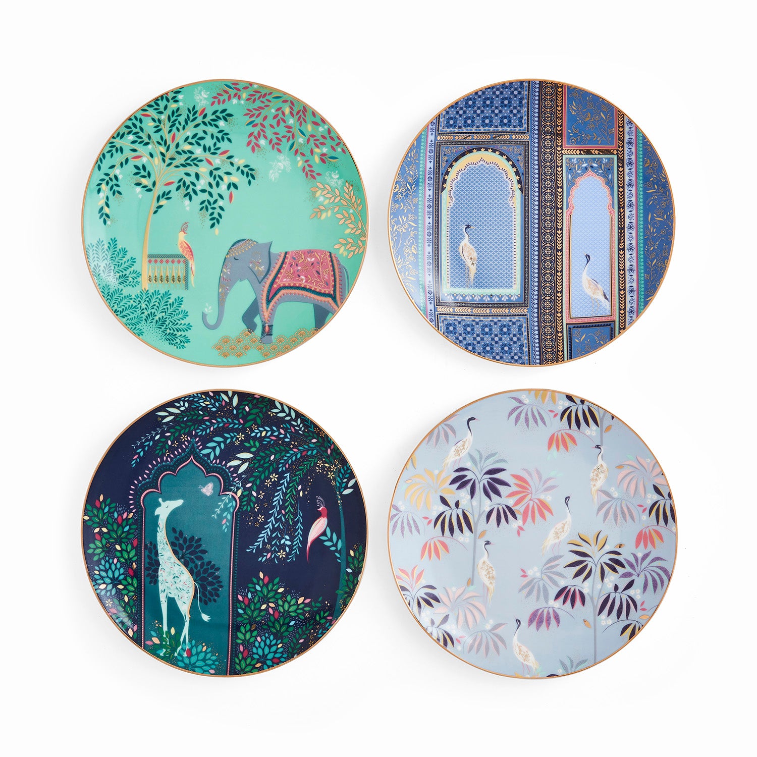 Sara Miller London Artisanne Noir Collection Cake Plates - Set of 4 Assorted 20cm Boxed Set