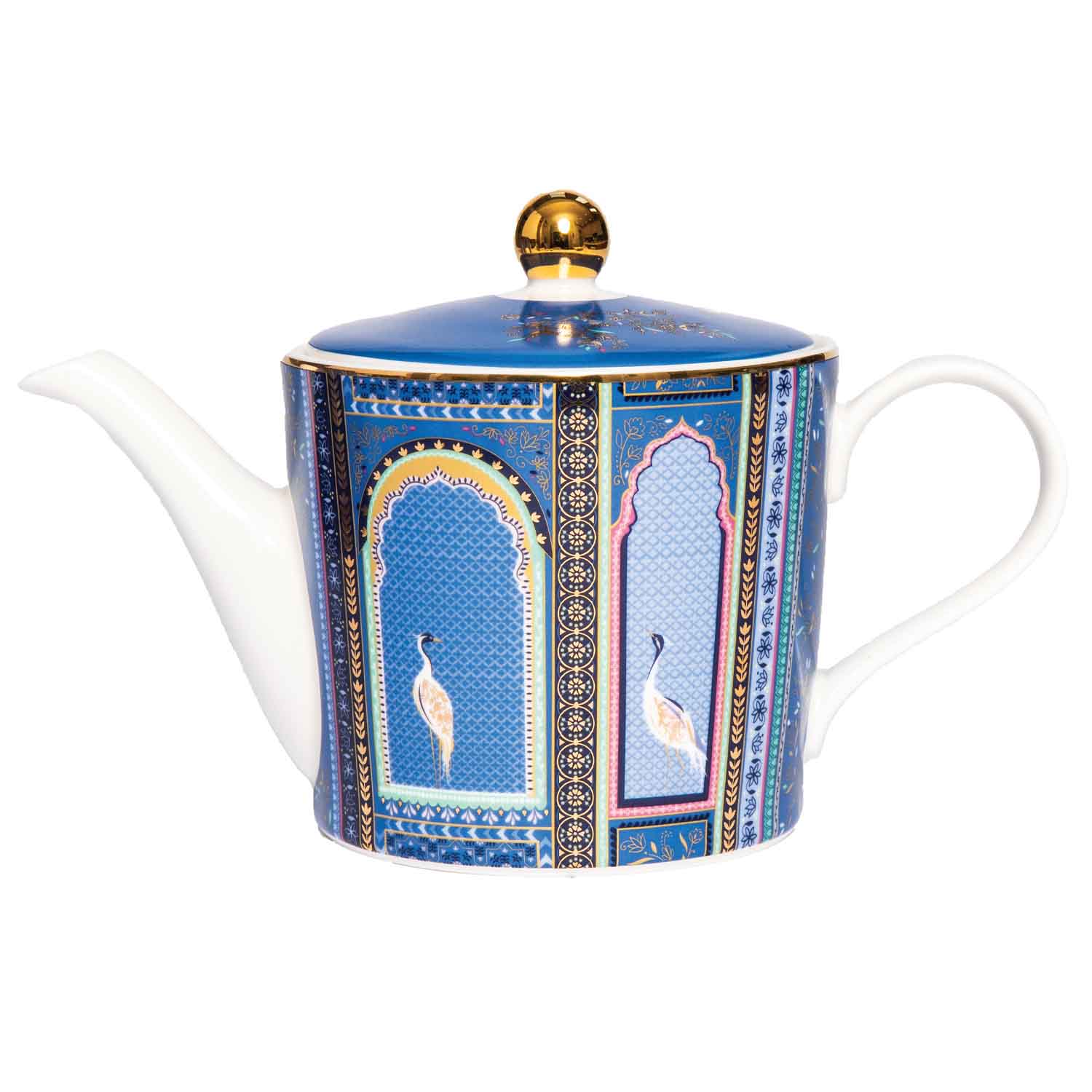 Sara Miller London  India Collection Teapot - Lattice Window's - Indigo 1.1L Single
