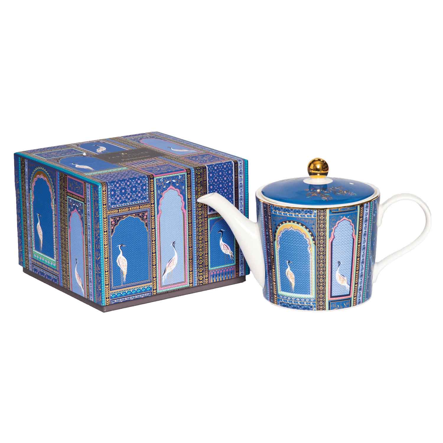Sara Miller London  India Collection Teapot - Lattice Window's - Indigo 1.1L Single