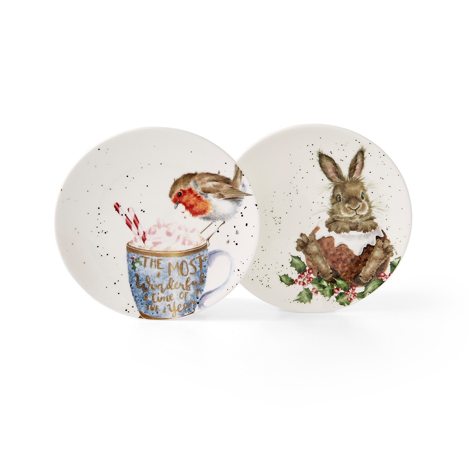 WreWrendale Designs - Christmas Collectionsndale Designs Coloured Collection Coupe Plate - Set of 2 (Robin & Bunny) 16.5cm Boxed Set