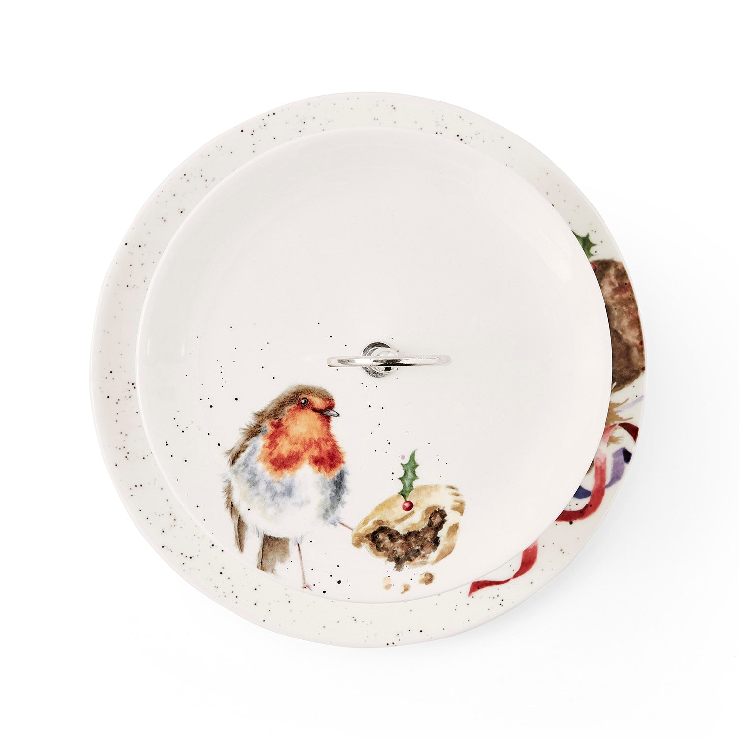 WreWrendale Designs - Christmas Collectionsndale Designs Coloured Collection 2 Tiered Cake Stand (Robin & Bunny) 26.7cm & 20cm Boxed Set