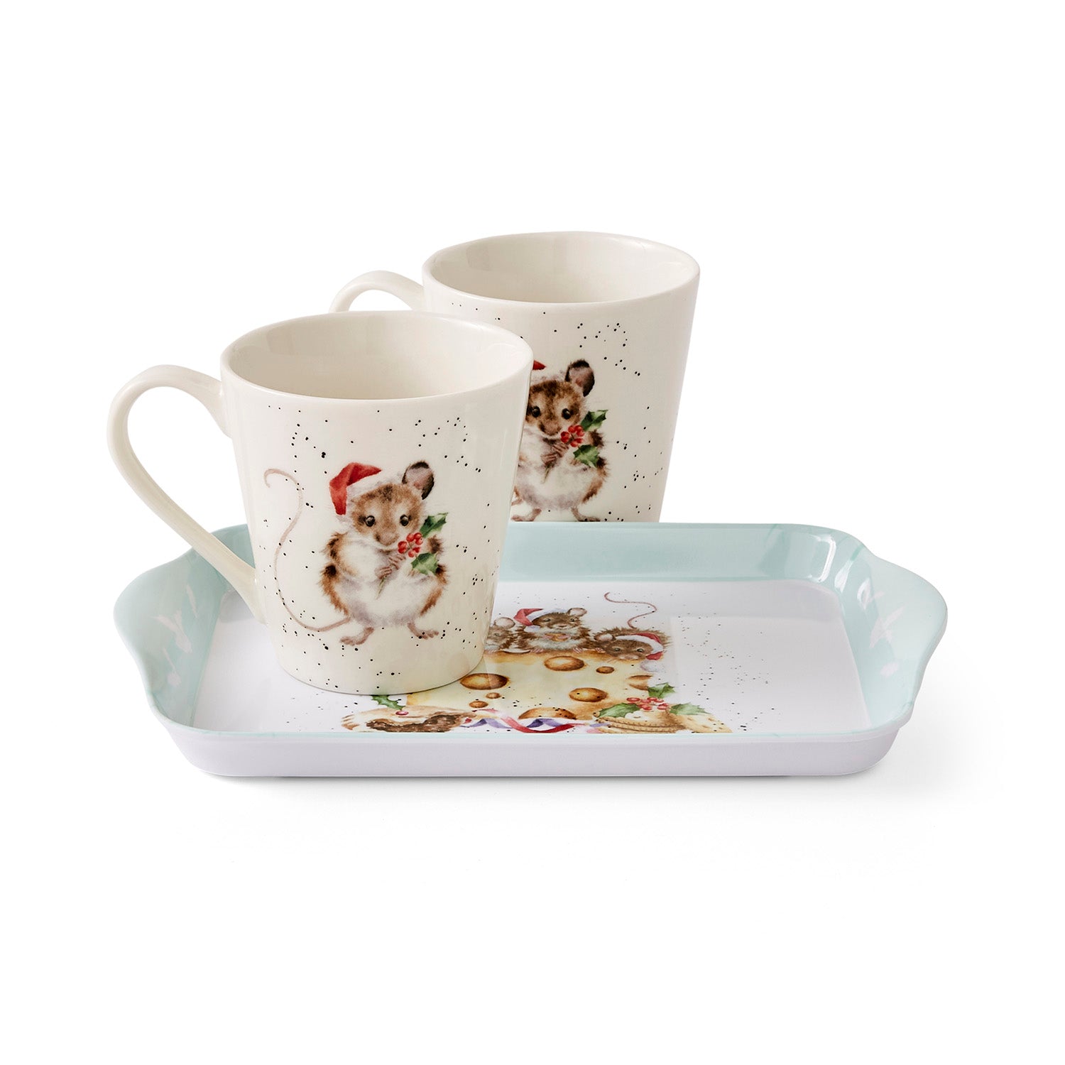 WreWrendale Designs - Christmas Collectionsndale Designs Coloured Collection Holly Jolly Christmas (Mice) Mug 0.18L 
Tray 21 x 14cm Single