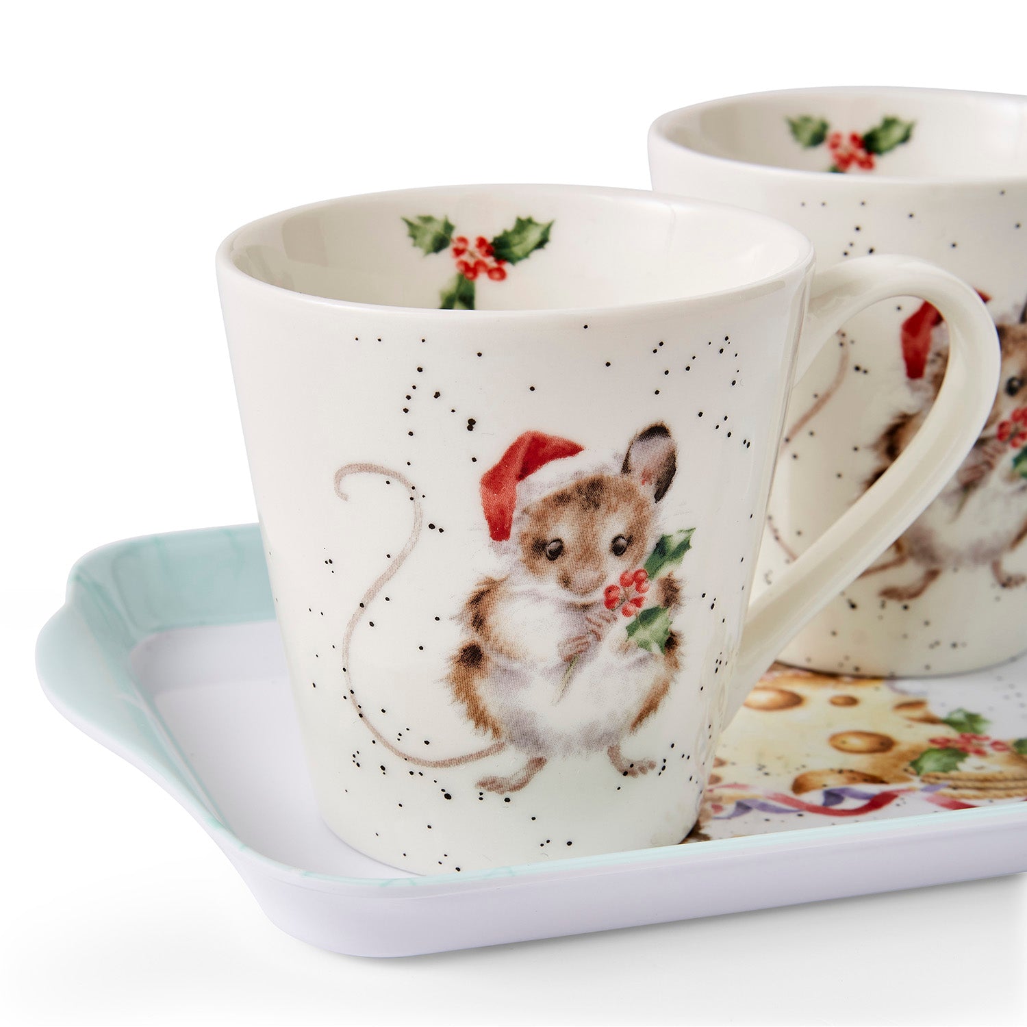 WreWrendale Designs - Christmas Collectionsndale Designs Coloured Collection Holly Jolly Christmas (Mice) Mug 0.18L 
Tray 21 x 14cm Single