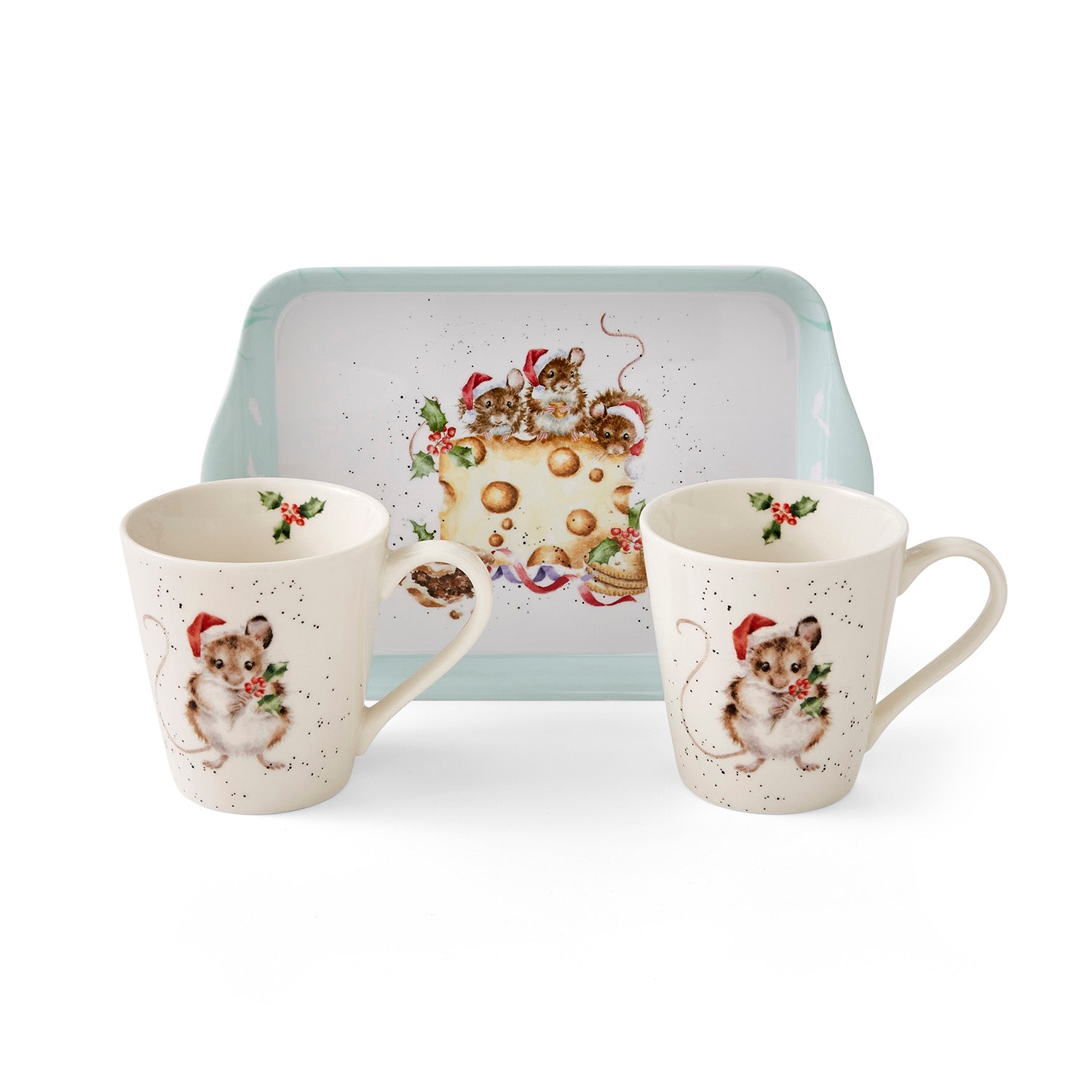 WreWrendale Designs - Christmas Collectionsndale Designs Coloured Collection Holly Jolly Christmas (Mice) Mug 0.18L 
Tray 21 x 14cm Single