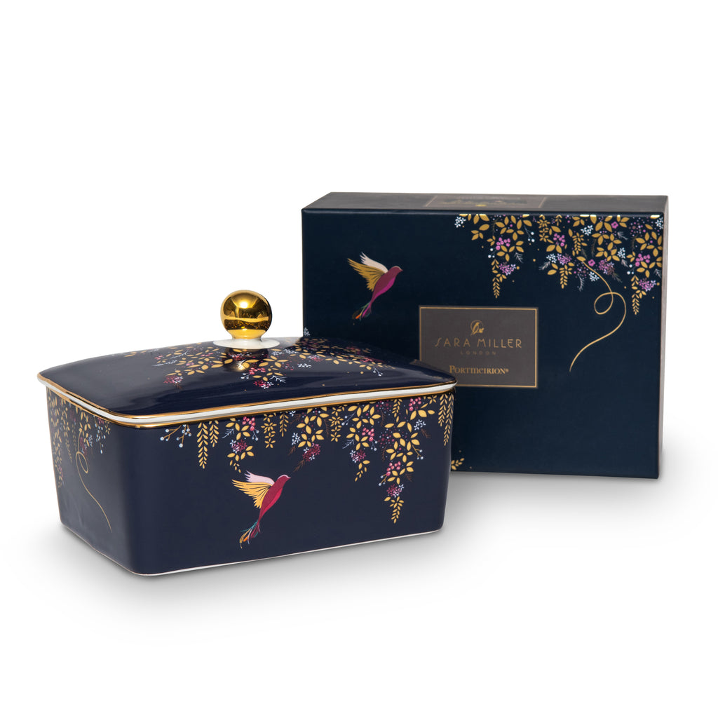 Sara Miller London Artisanne Noir Collection Covered Butter Dish 15.8 cm Single