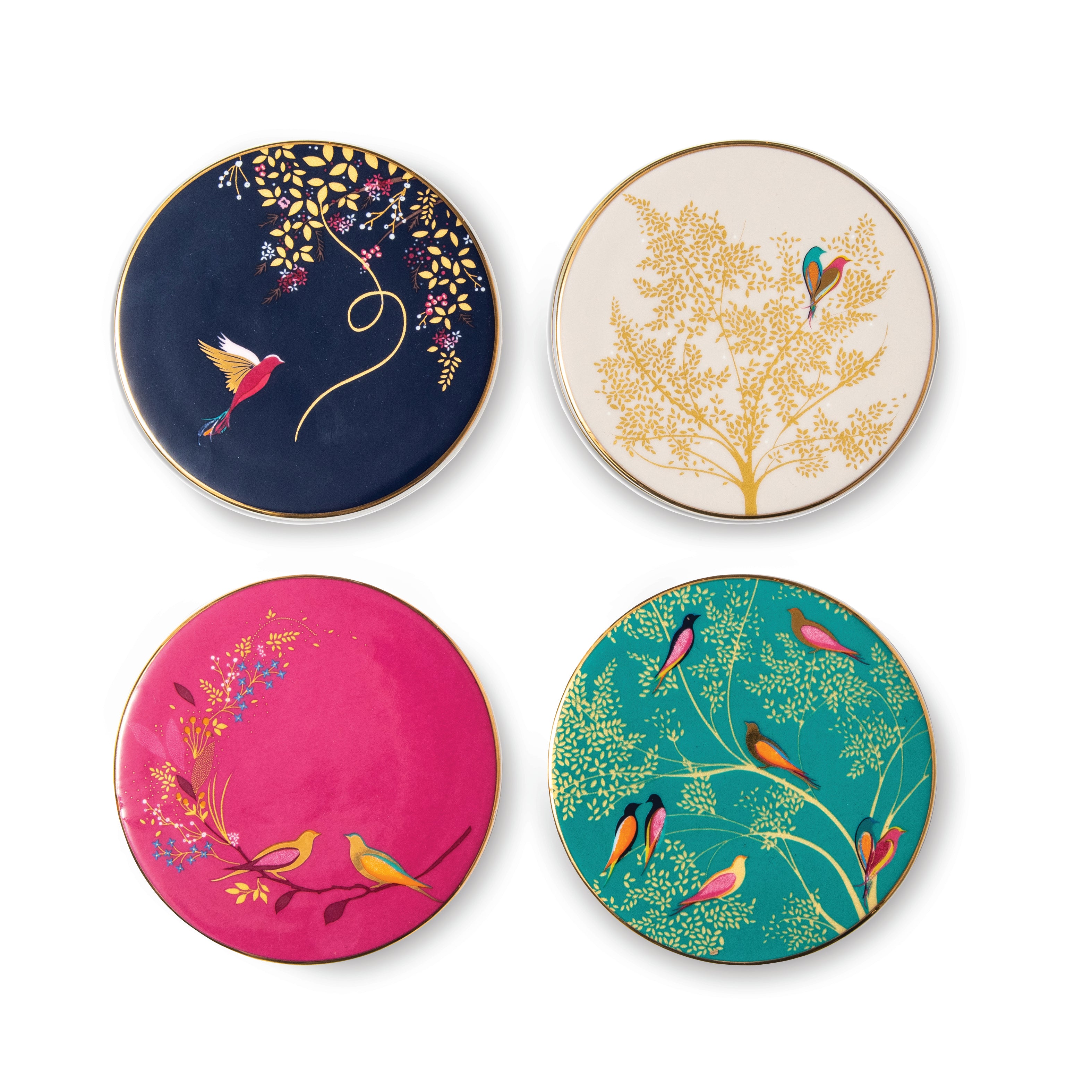 Sara Miller London Artisanne Noir Collection Ceramic Coaster Set 10cm Boxed Set