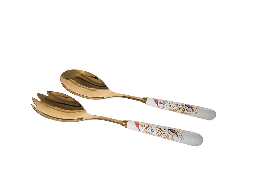 Sara Miller London Artisanne Noir Collection Salad Servers (pair) 25cm Boxed Set