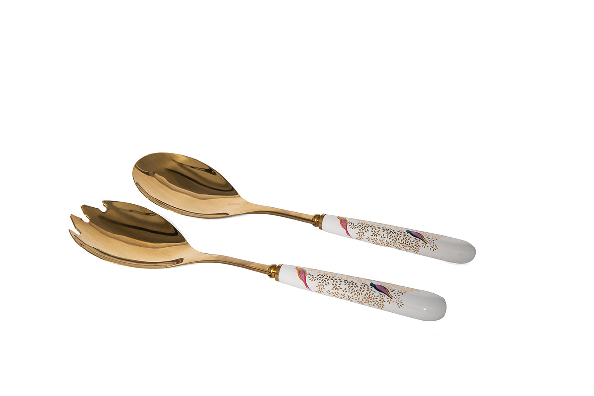 Sara Miller London Artisanne Noir Collection Salad Servers (pair) 25cm Boxed Set