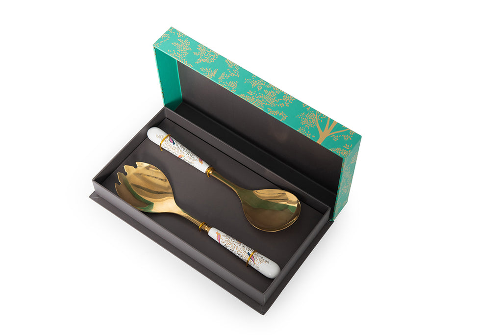 Sara Miller London Artisanne Noir Collection Salad Servers (pair) 25cm Boxed Set
