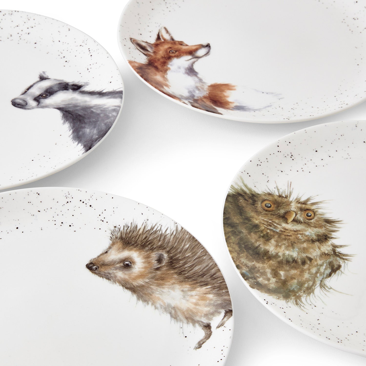 Wrendale Designs Coupe Plates - Set of 4 (Badger, Hedgehog, Fox, Owl) 26.7cm Set of 4