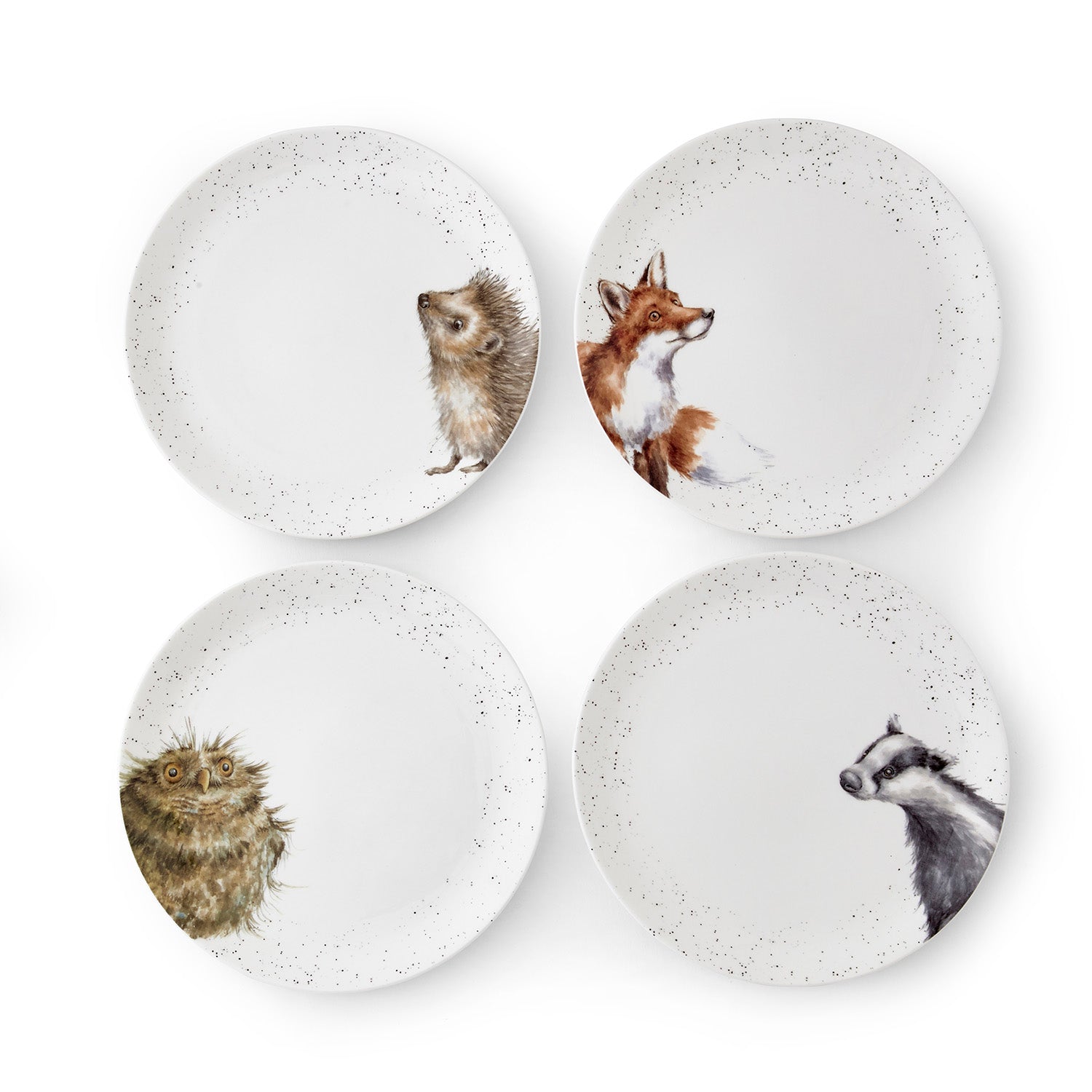 Wrendale Designs Coupe Plates - Set of 4 (Badger, Hedgehog, Fox, Owl) 26.7cm Set of 4