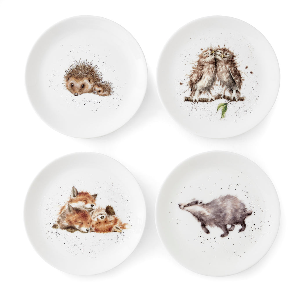 Wrendale Designs Coupe Plates - Set of 4 (Badger, Hedgehog, Fox, Owl) 21cm Set of 4