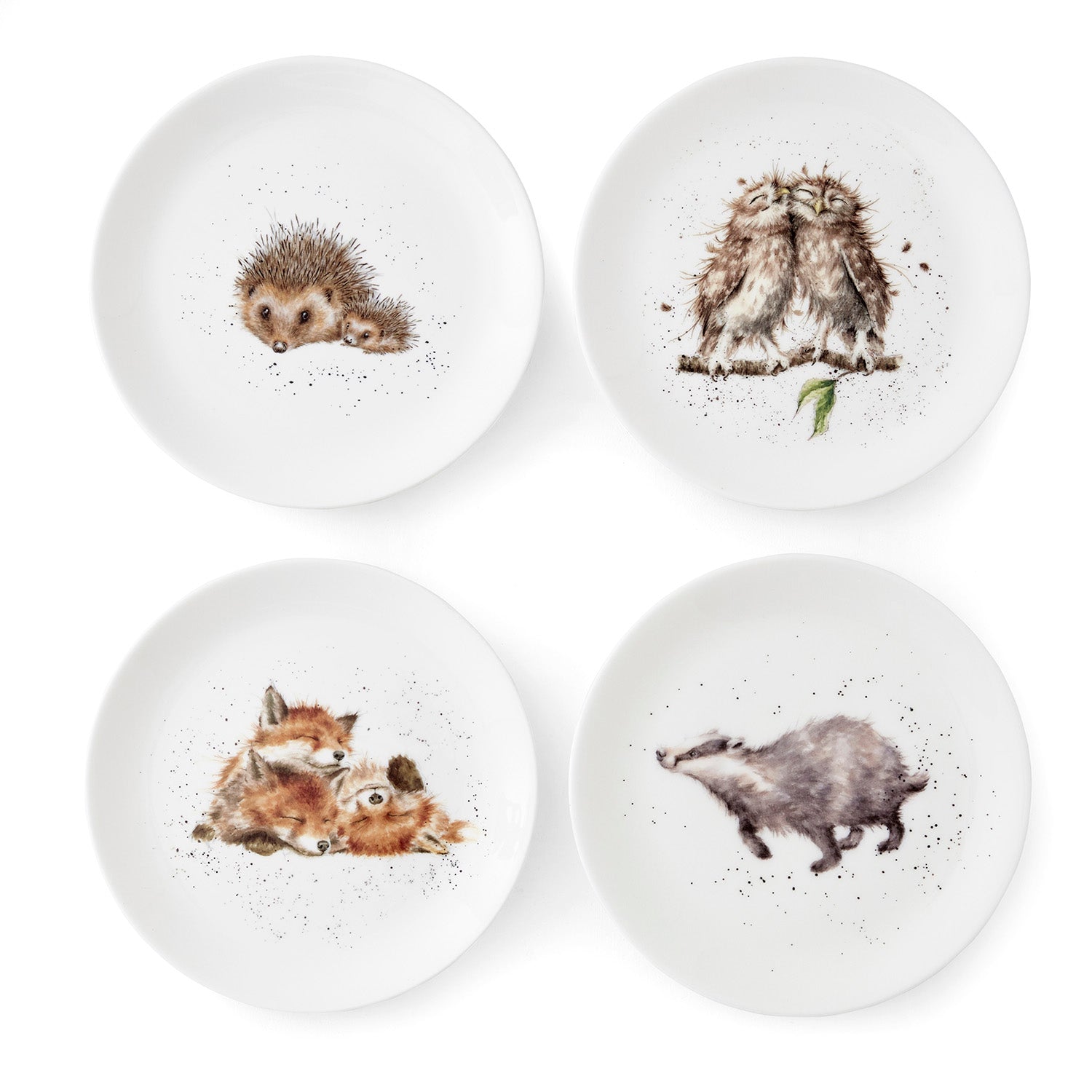 Wrendale Designs Coupe Plates - Set of 4 (Badger, Hedgehog, Fox, Owl) 21cm Set of 4