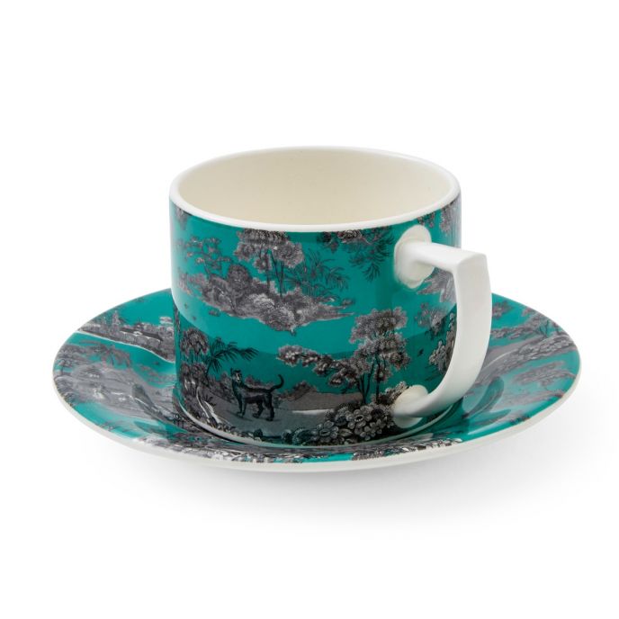 Zoological Gardens Teacup & Saucer, Turquoise