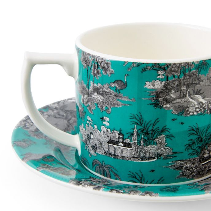 Zoological Gardens Teacup & Saucer, Turquoise