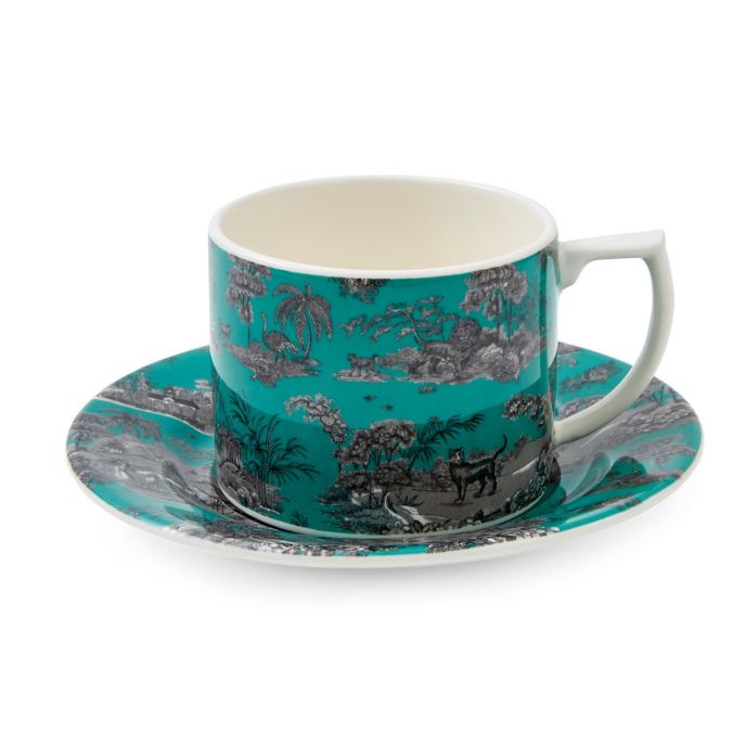 Zoological Gardens Teacup & Saucer, Turquoise
