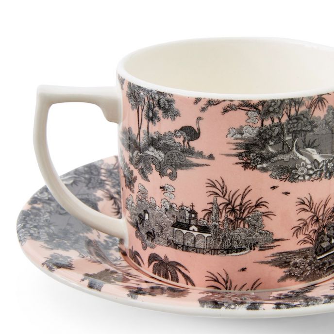 Zoological Gardens Teacup & Saucer, Pink
