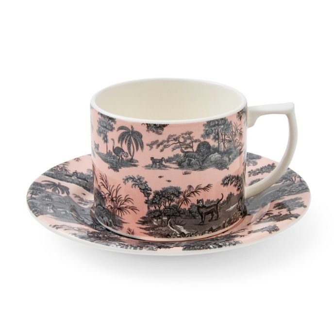 Zoological Gardens Teacup & Saucer, Pink