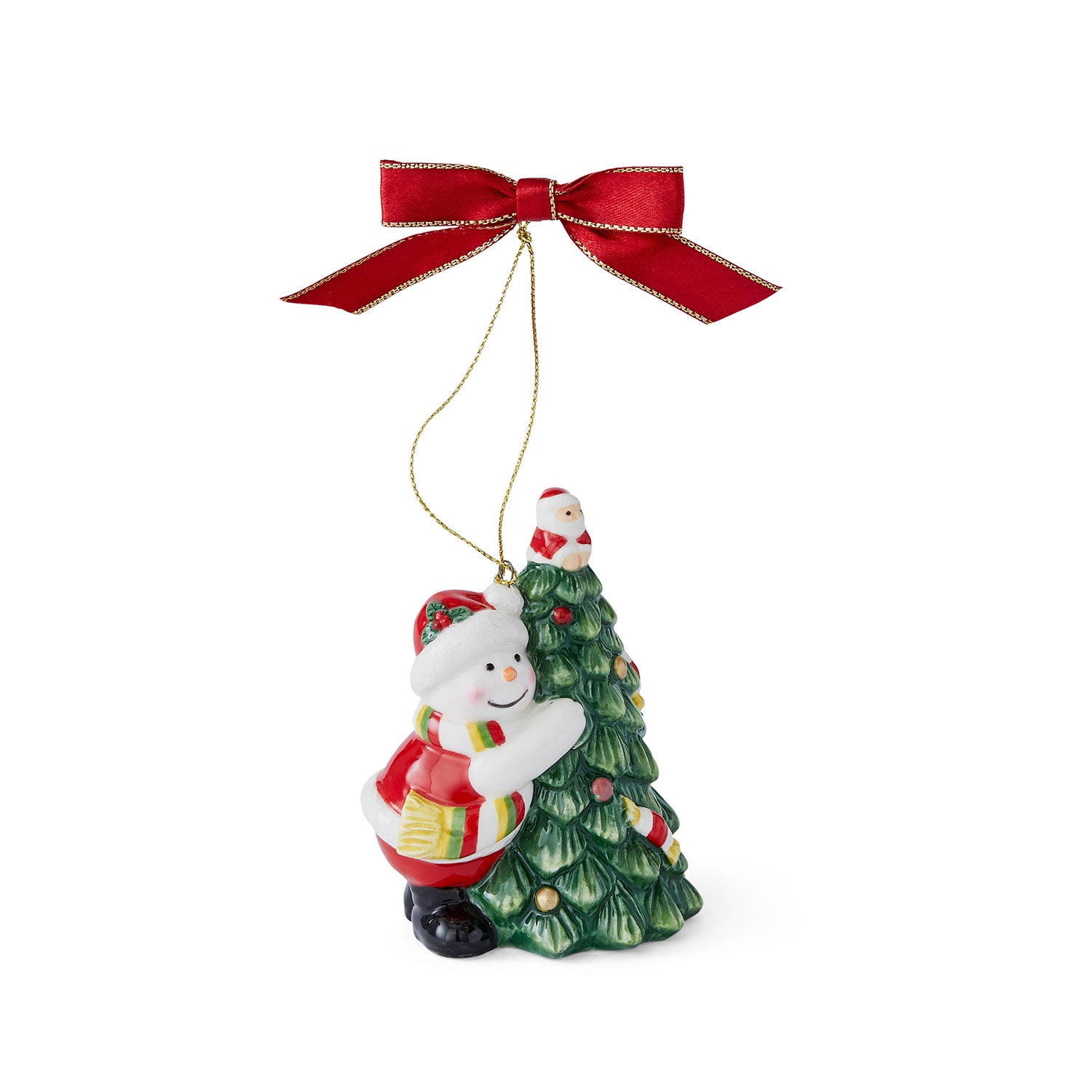 Tree Hugger Snowman Ornament