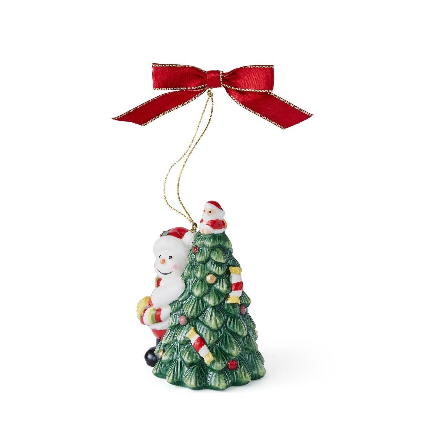 Tree Hugger Snowman Ornament