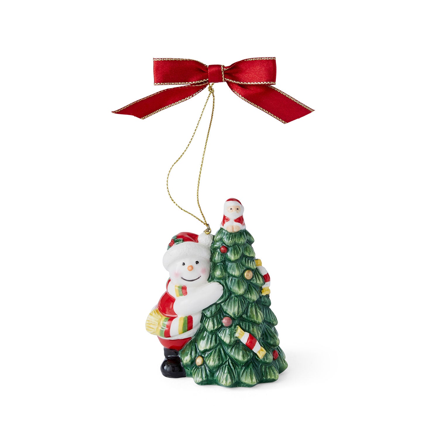 Tree Hugger Snowman Ornament