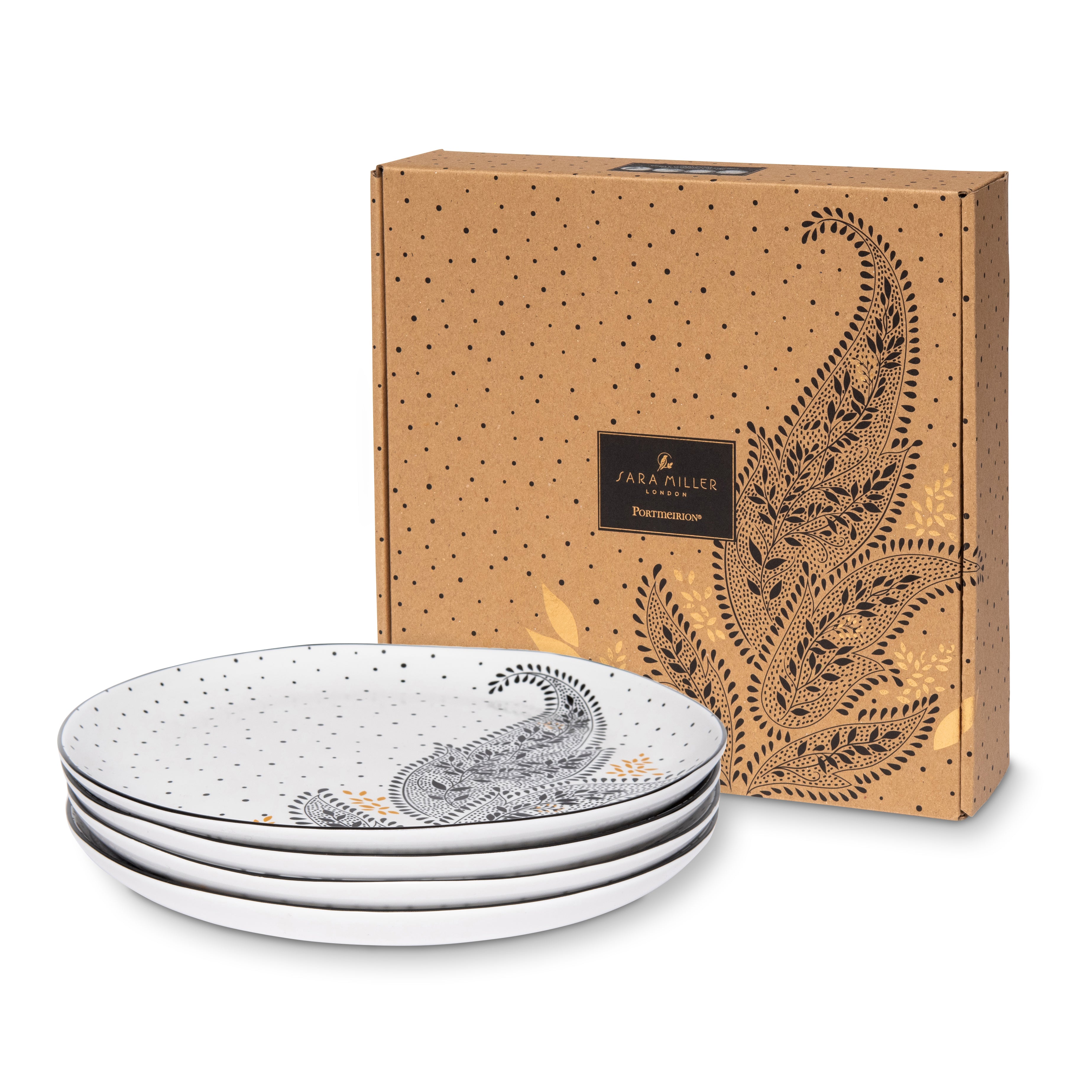 Sara Miller London Artisanne Noir Collection Dinner Plate - Set of 4 26.8cm Boxed Set
