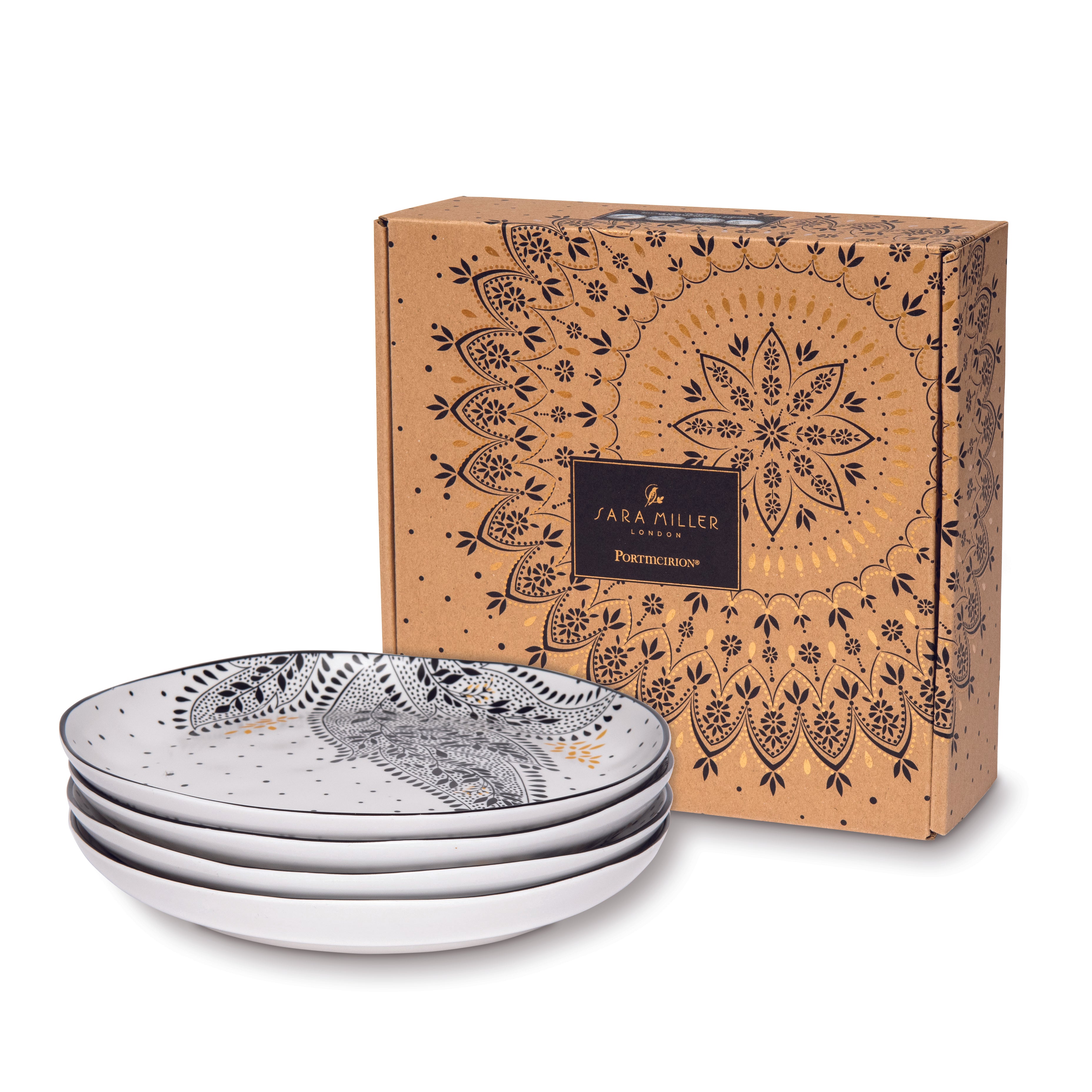 Sara Miller London Artisanne Noir Collection Salad Plate - Set of 4 20.6cm Boxed Set