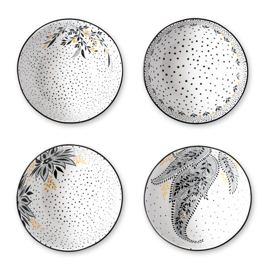 Sara Miller London Artisanne Noir Collection Medium Bowl - Set of 4 14.8cm Boxed Set