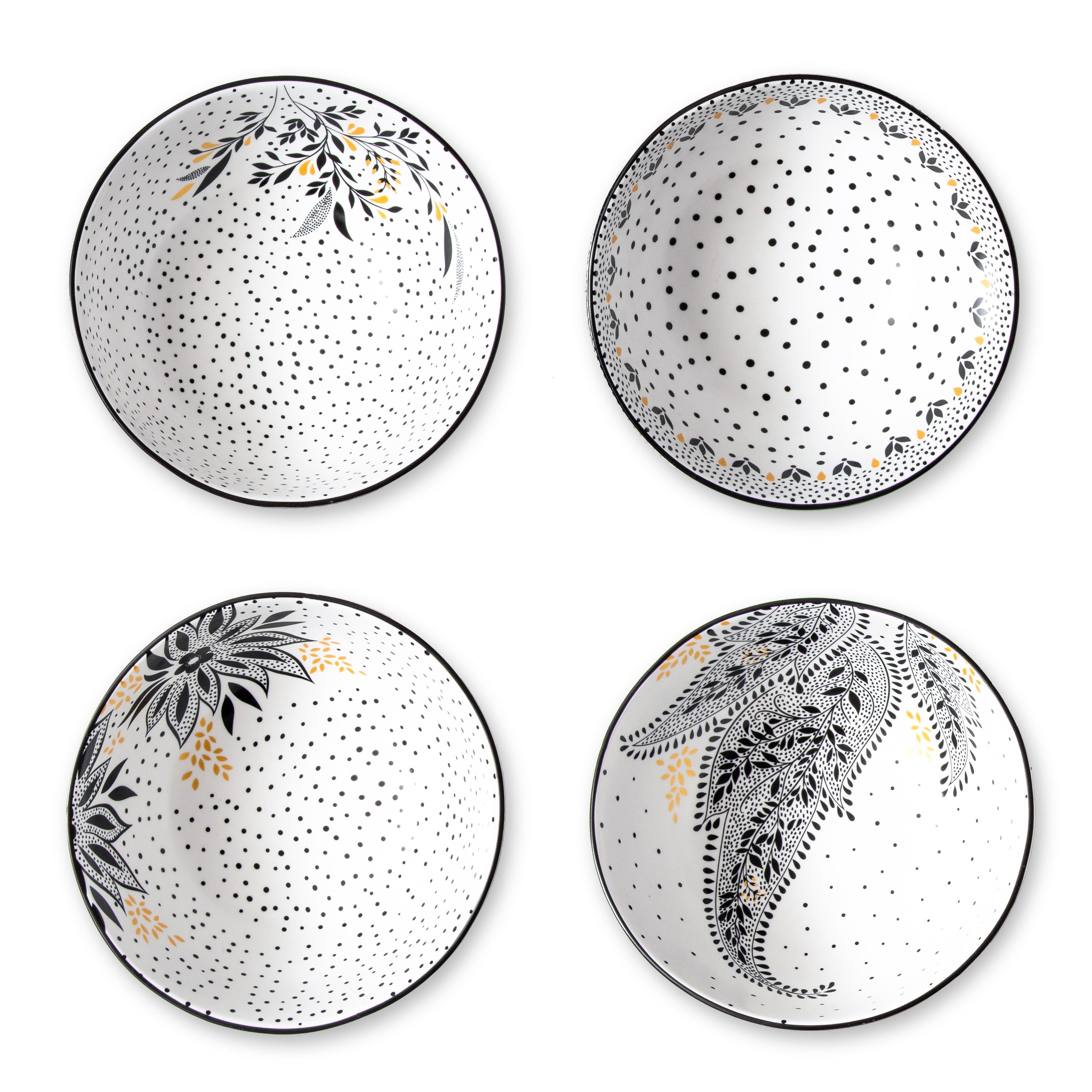 Sara Miller London Artisanne Noir Collection Medium Bowl - Set of 4 14.8cm Boxed Set