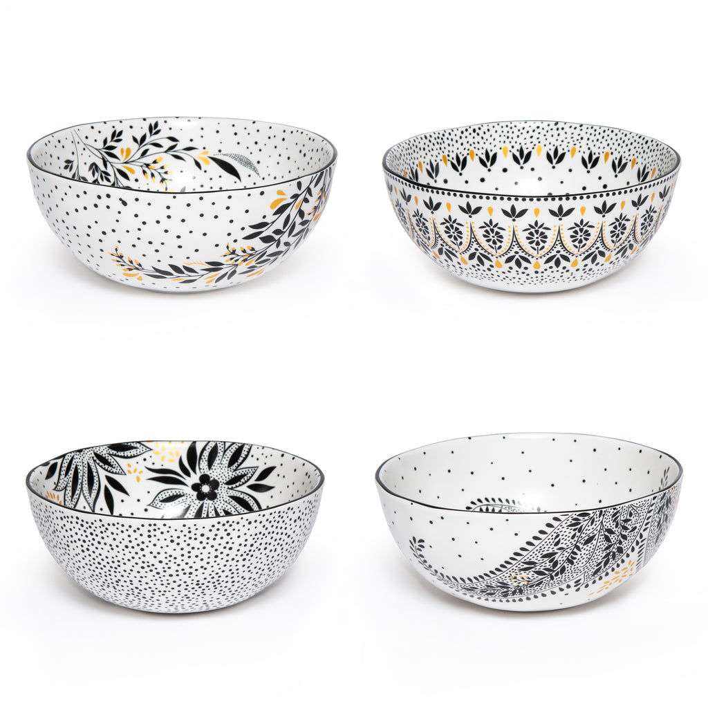 Sara Miller London Artisanne Noir Collection Medium Bowl - Set of 4 14.8cm Boxed Set