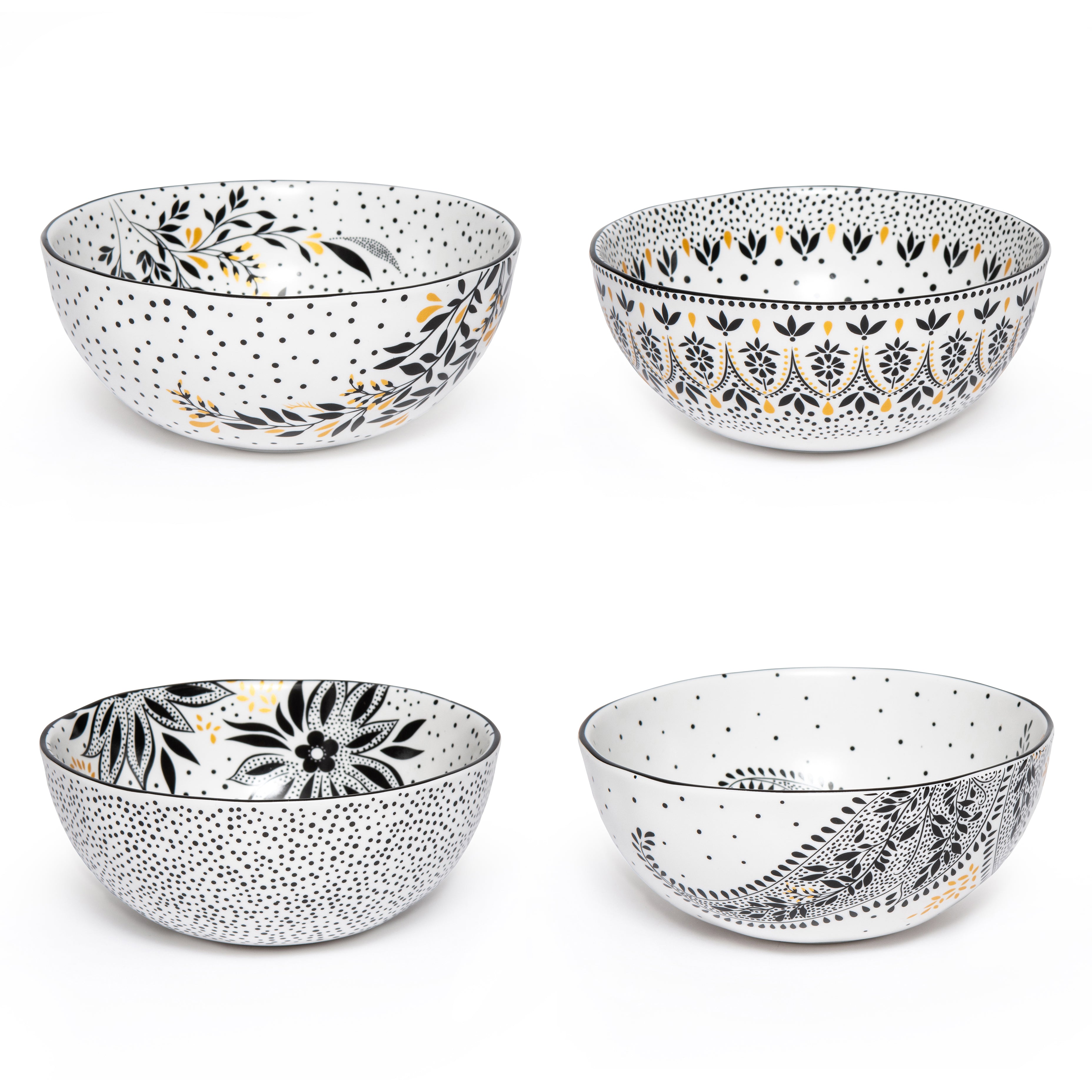 Sara Miller London Artisanne Noir Collection Medium Bowl - Set of 4 14.8cm Boxed Set