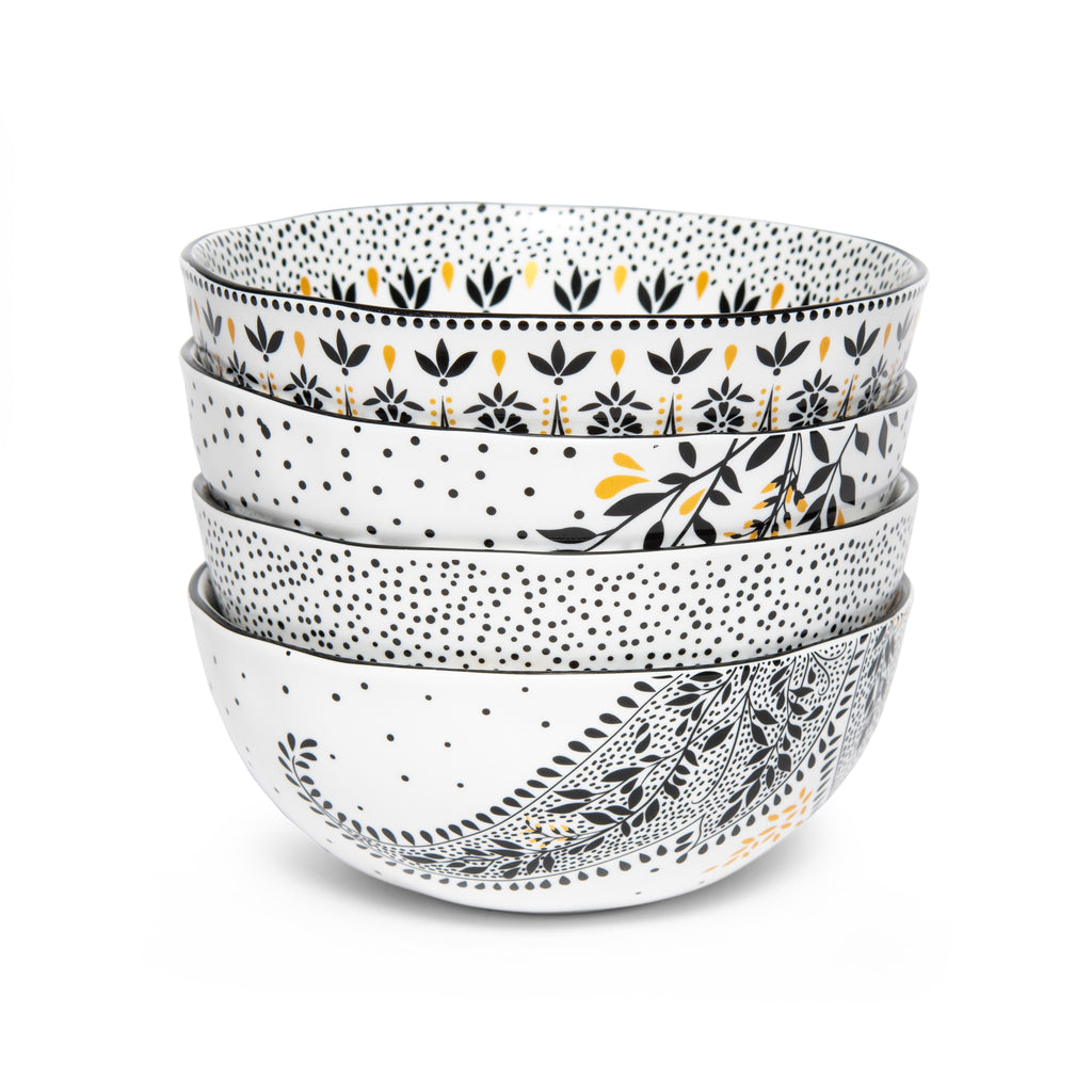 Sara Miller London Artisanne Noir Collection Medium Bowl - Set of 4 14.8cm Boxed Set
