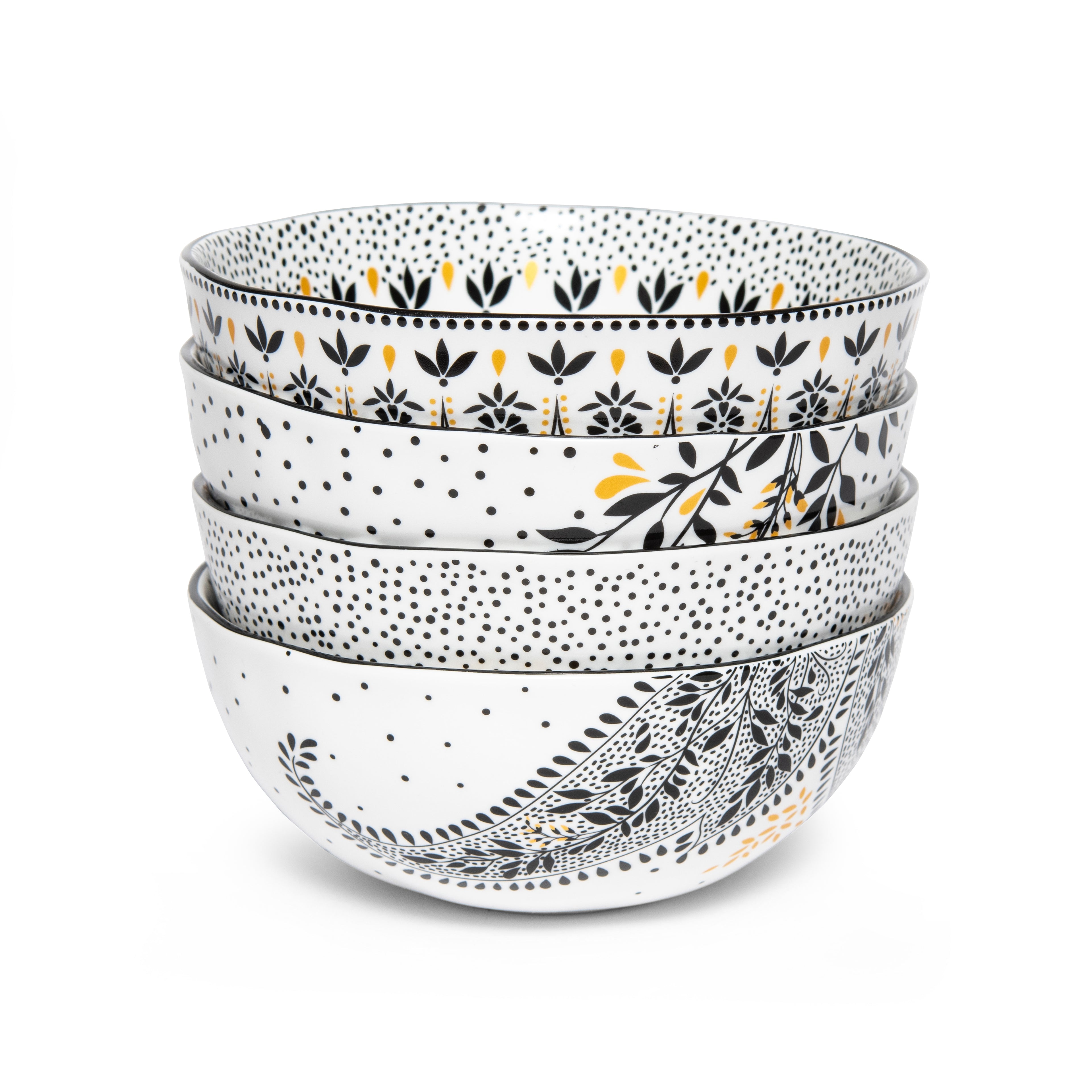 Sara Miller London Artisanne Noir Collection Medium Bowl - Set of 4 14.8cm Boxed Set