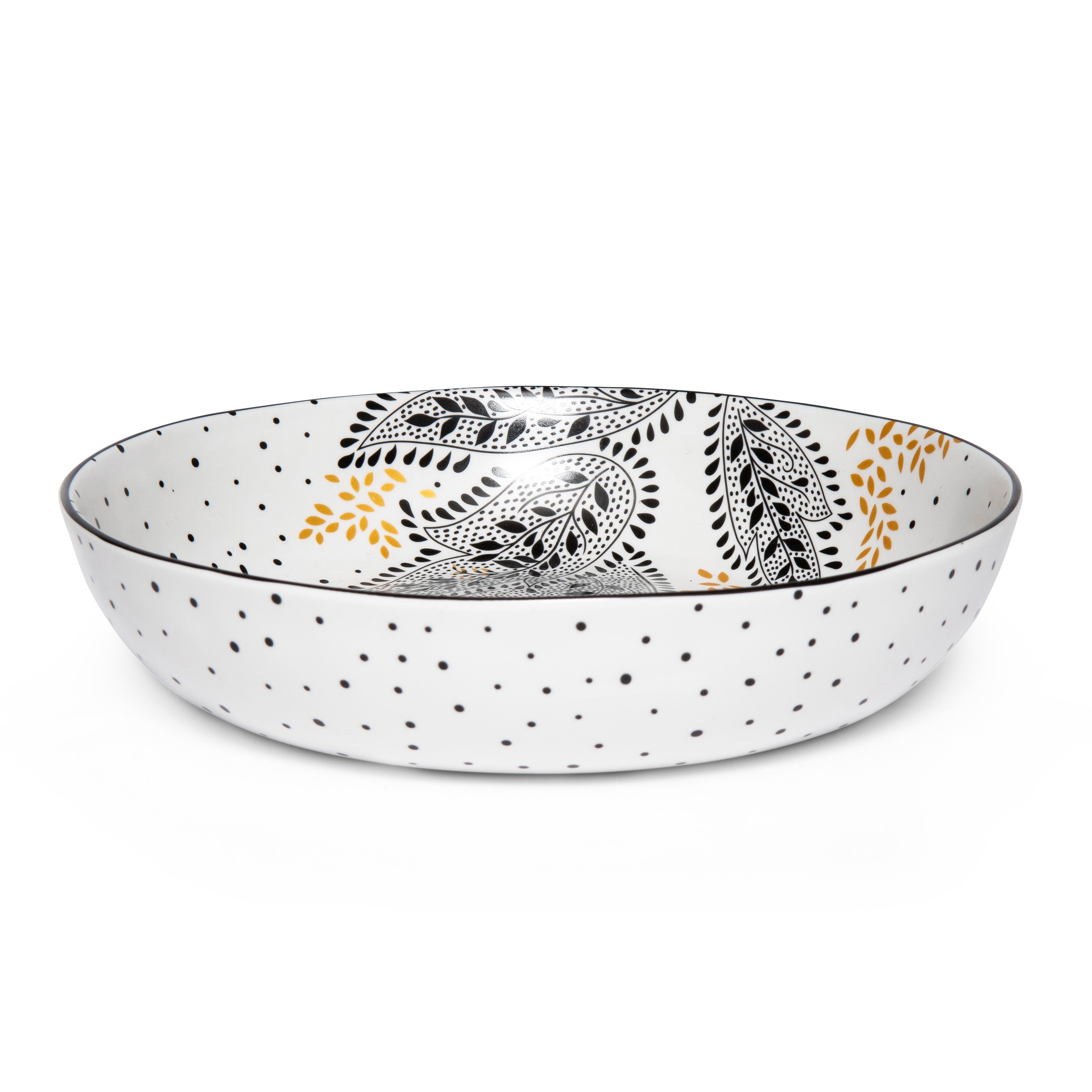 Sara Miller London Artisanne Noir Collection Low Bowl - Set of 4 21.8cm Boxed Set