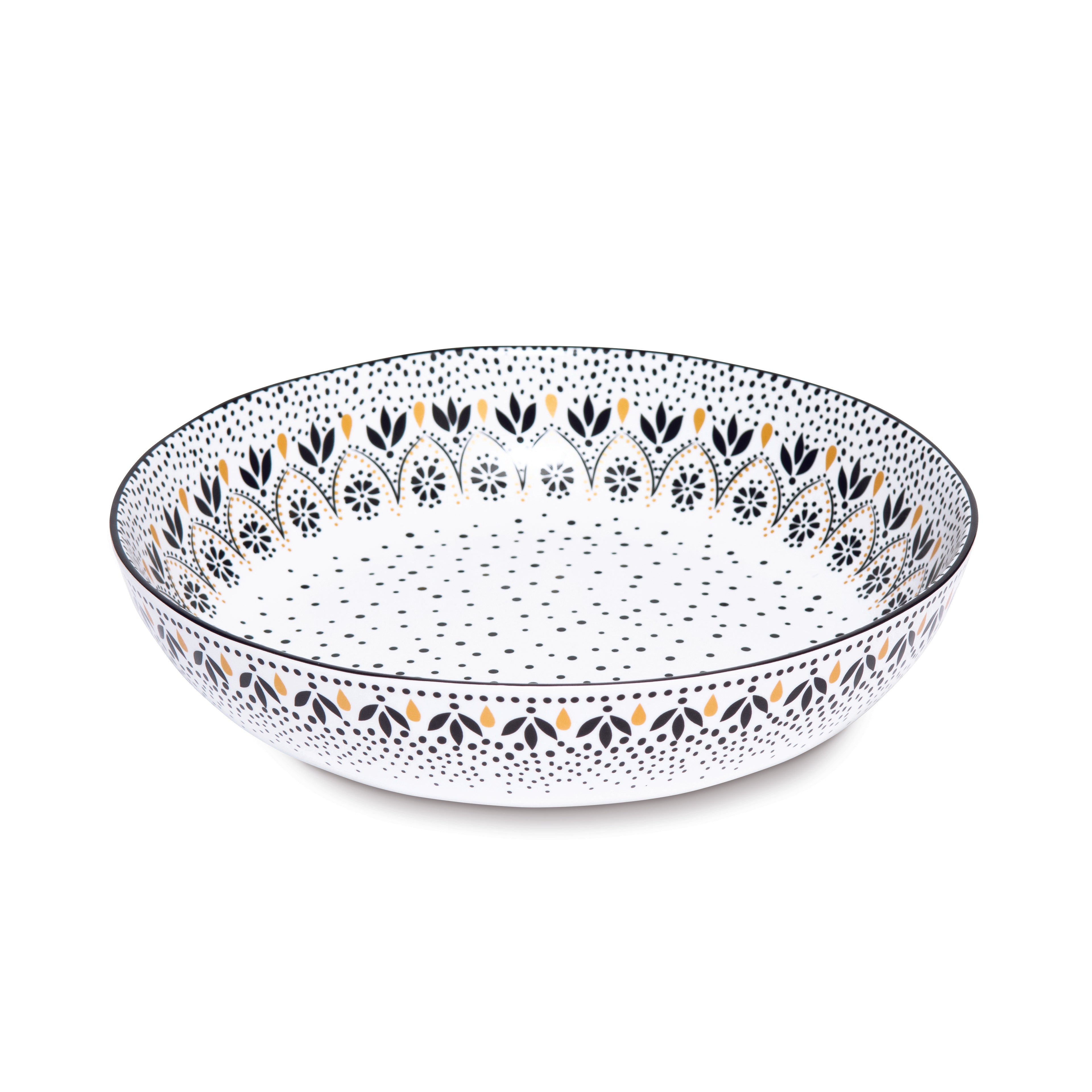 Sara Miller London Artisanne Noir Collection Low Bowl - Set of 4 21.8cm Boxed Set