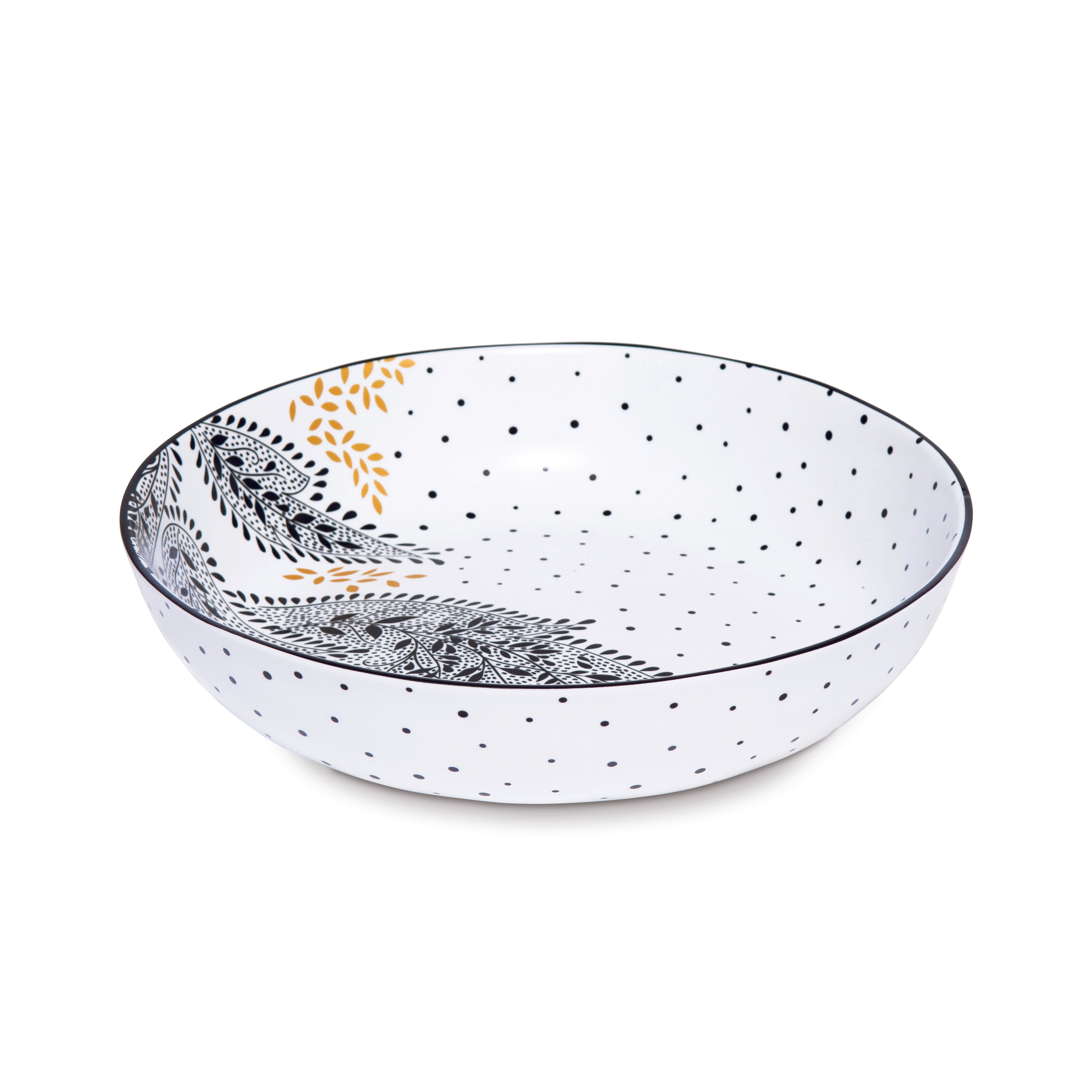 Sara Miller London Artisanne Noir Collection Low Bowl - Set of 4 21.8cm Boxed Set
