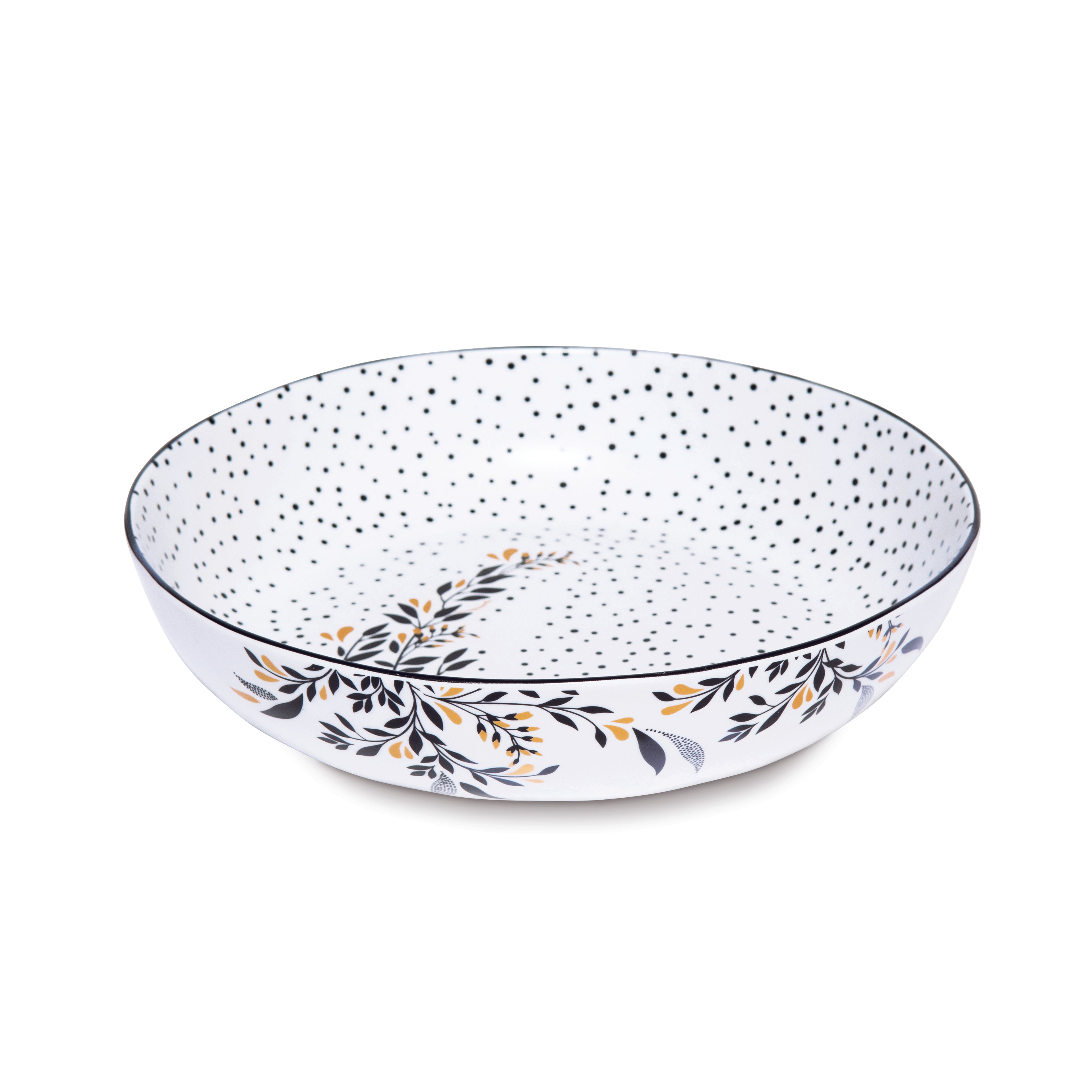 Sara Miller London Artisanne Noir Collection Low Bowl - Set of 4 21.8cm Boxed Set