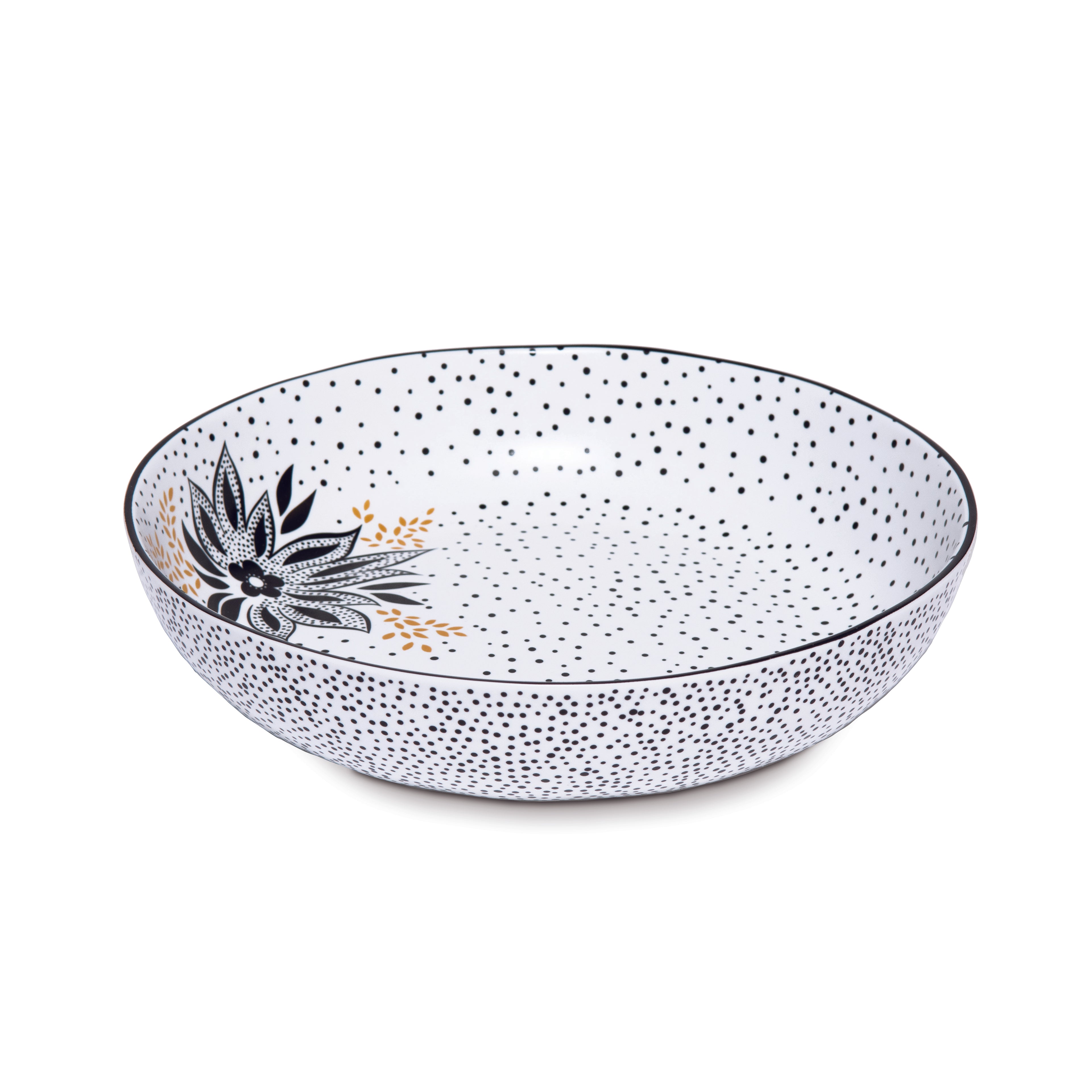 Sara Miller London Artisanne Noir Collection Low Bowl - Set of 4 21.8cm Boxed Set