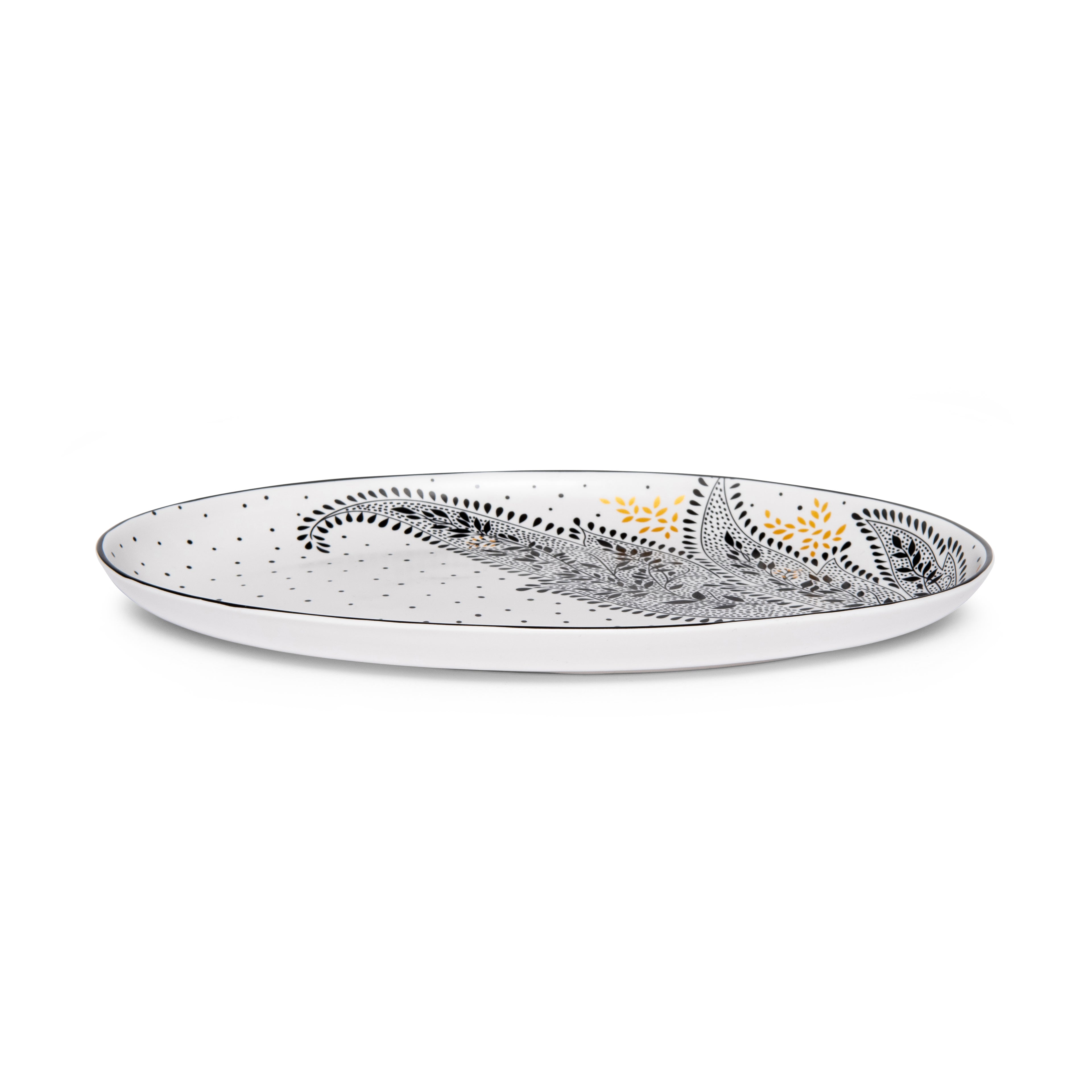 Sara Miller London Artisanne Noir Collection Medium Oval Serving Platter - Paisley 31.7cm Single
