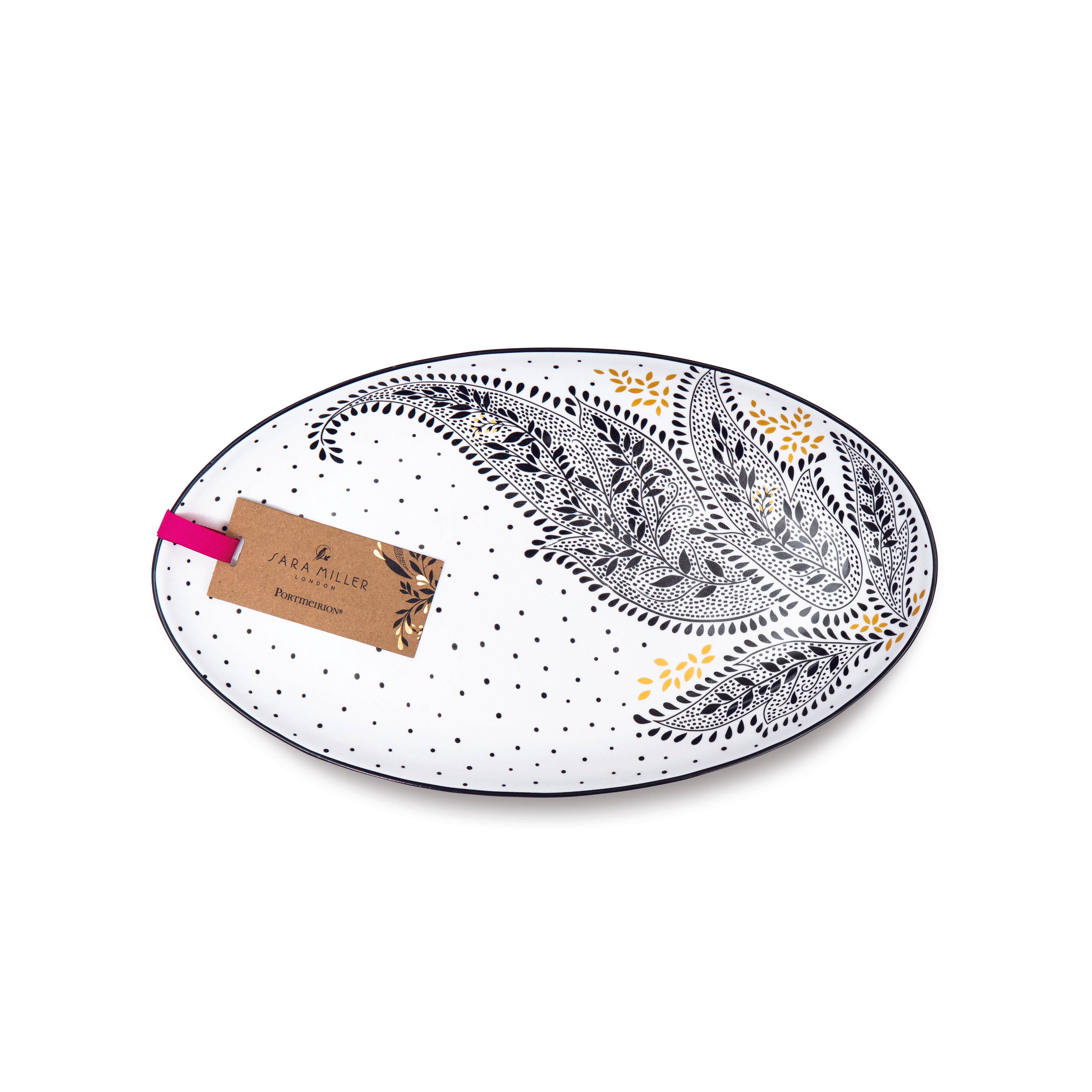 Sara Miller London Artisanne Noir Collection Medium Oval Serving Platter - Paisley 31.7cm Single