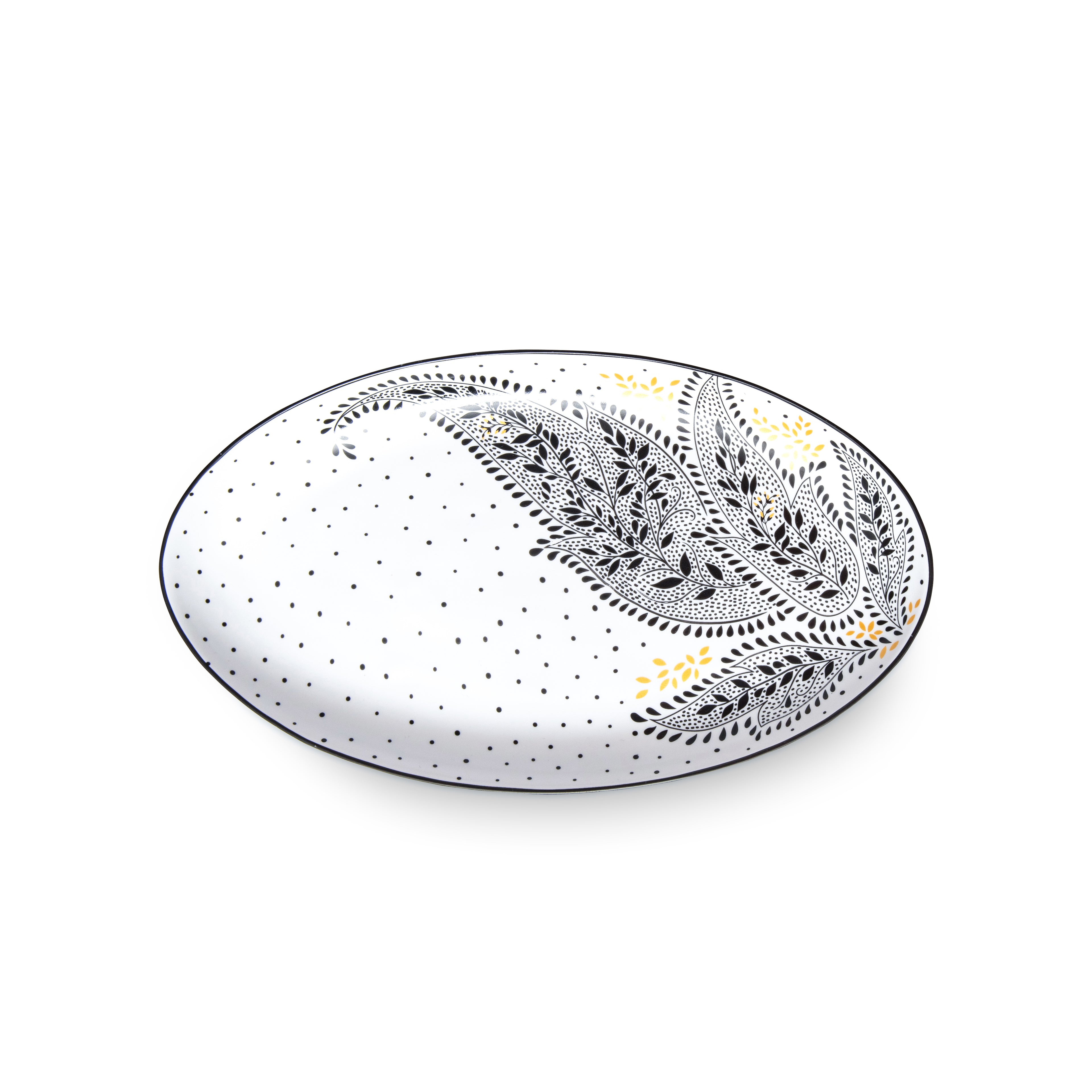 Sara Miller London Artisanne Noir Collection Medium Oval Serving Platter - Paisley 31.7cm Single