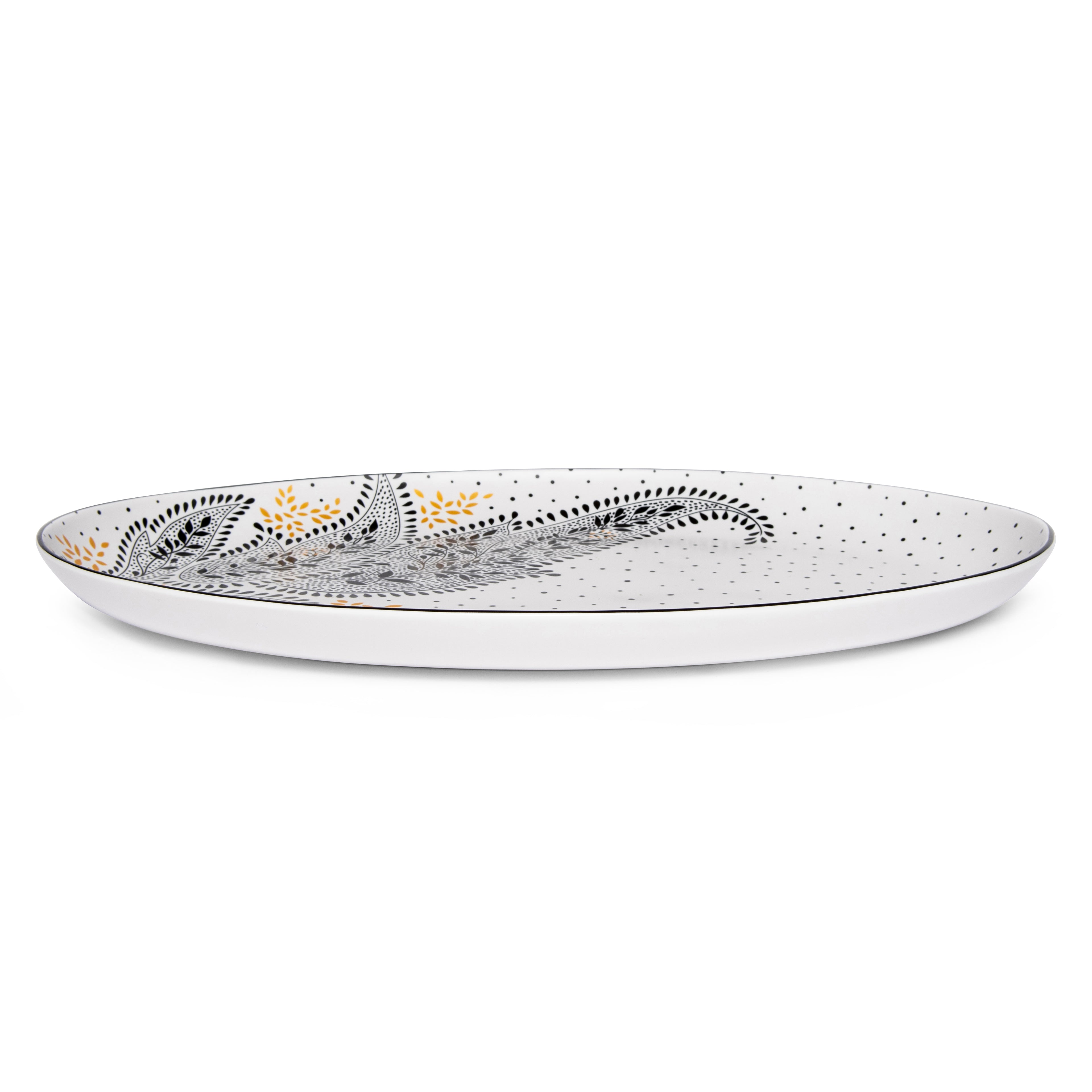 Sara Miller London Artisanne Noir Collection Large Oval Serving Platter - Paisley 43.3cm Single