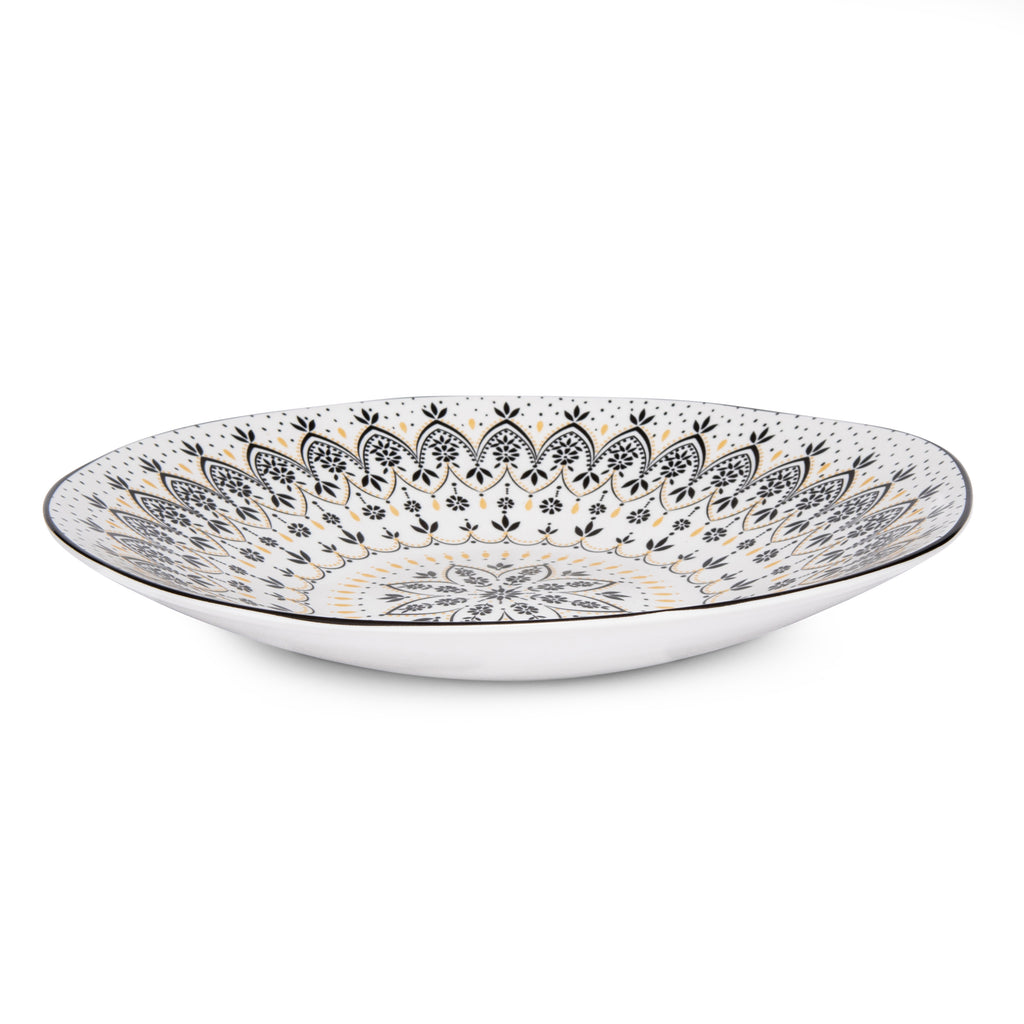 Sara Miller London Artisanne Noir Collection Medium Serving Bowl - Mandala 28.3cm Single