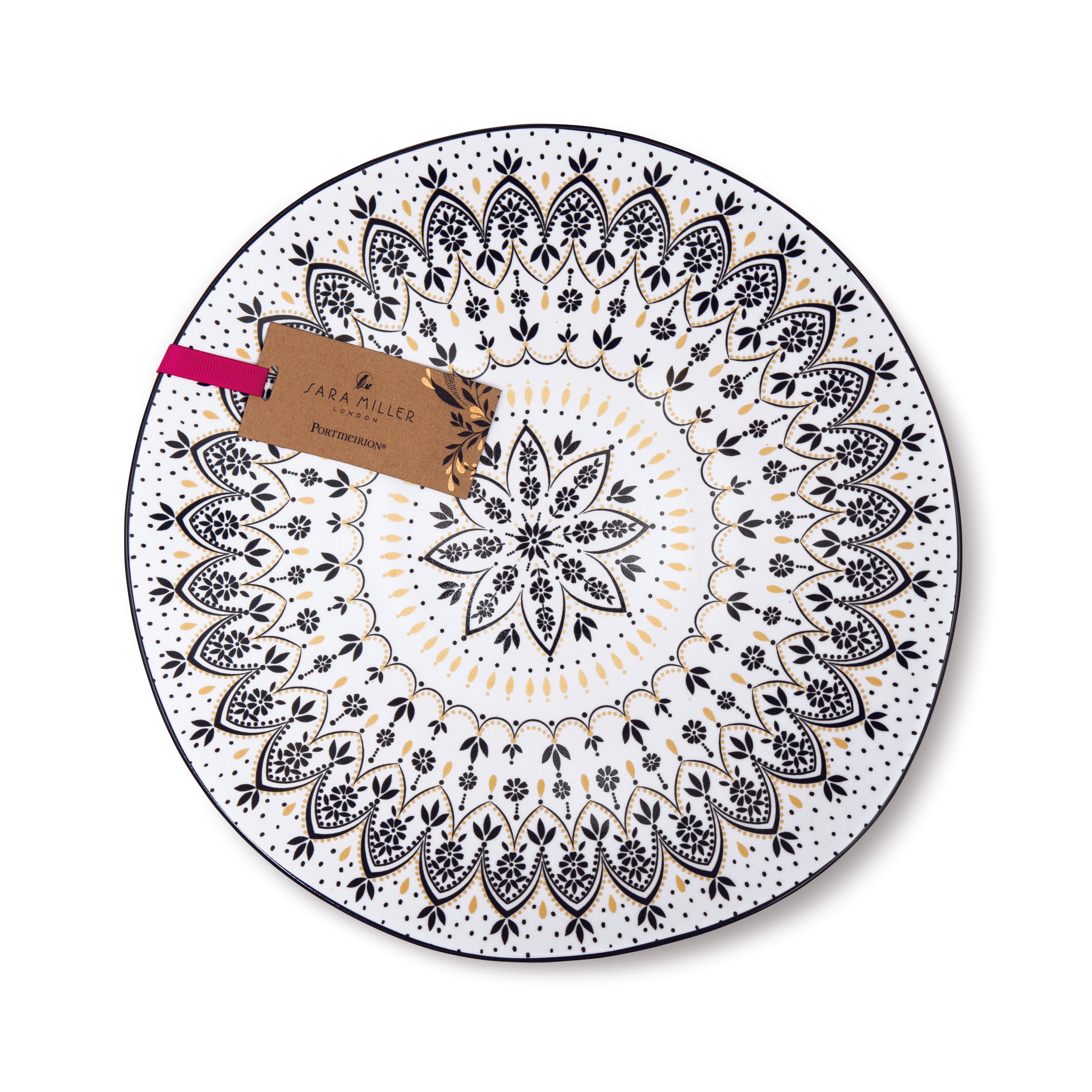 Sara Miller London Artisanne Noir Collection Medium Serving Bowl - Mandala 28.3cm Single