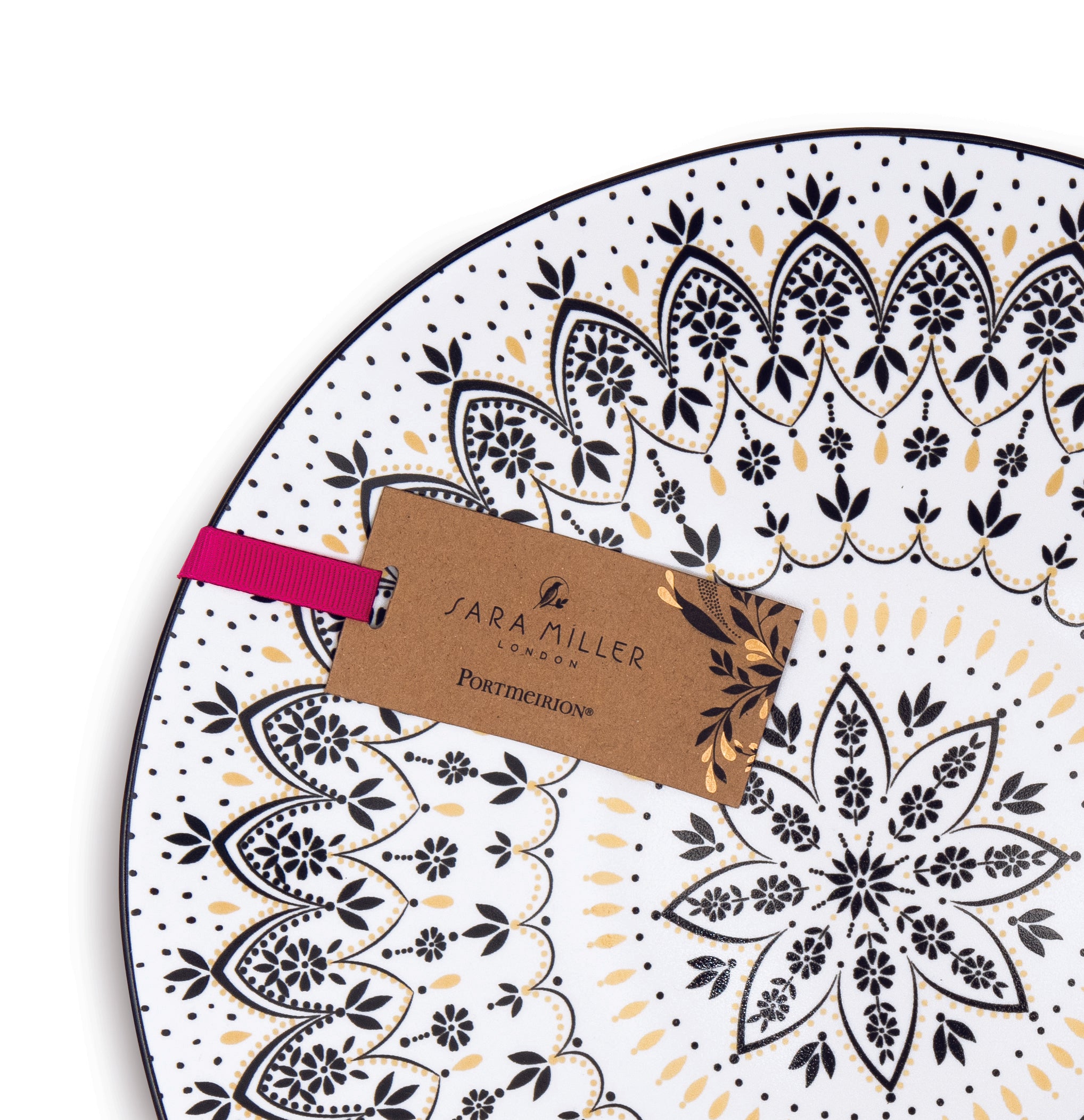 Sara Miller London Artisanne Noir Collection Medium Serving Bowl - Mandala 28.3cm Single