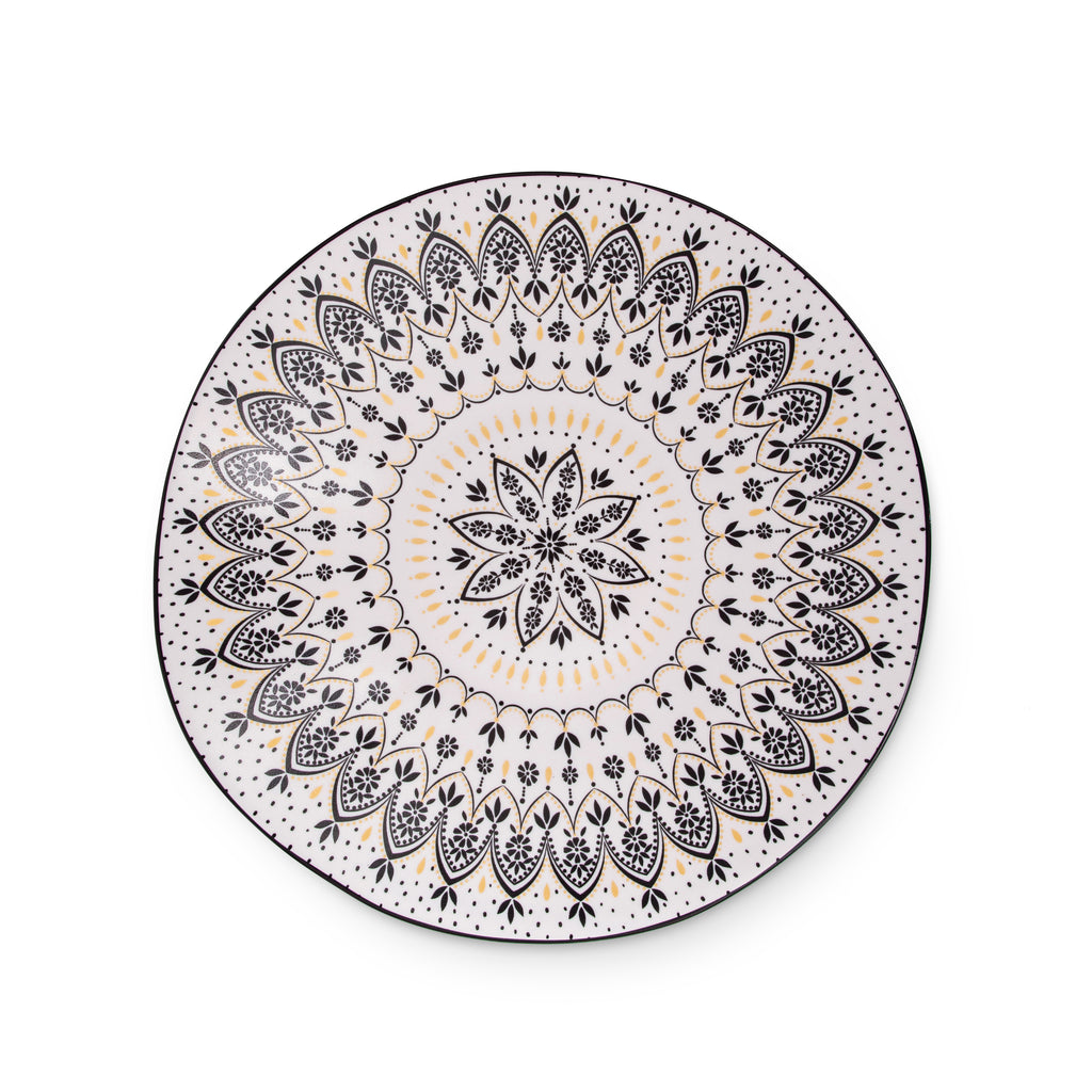 Sara Miller London Artisanne Noir Collection Medium Serving Bowl - Mandala 28.3cm Single